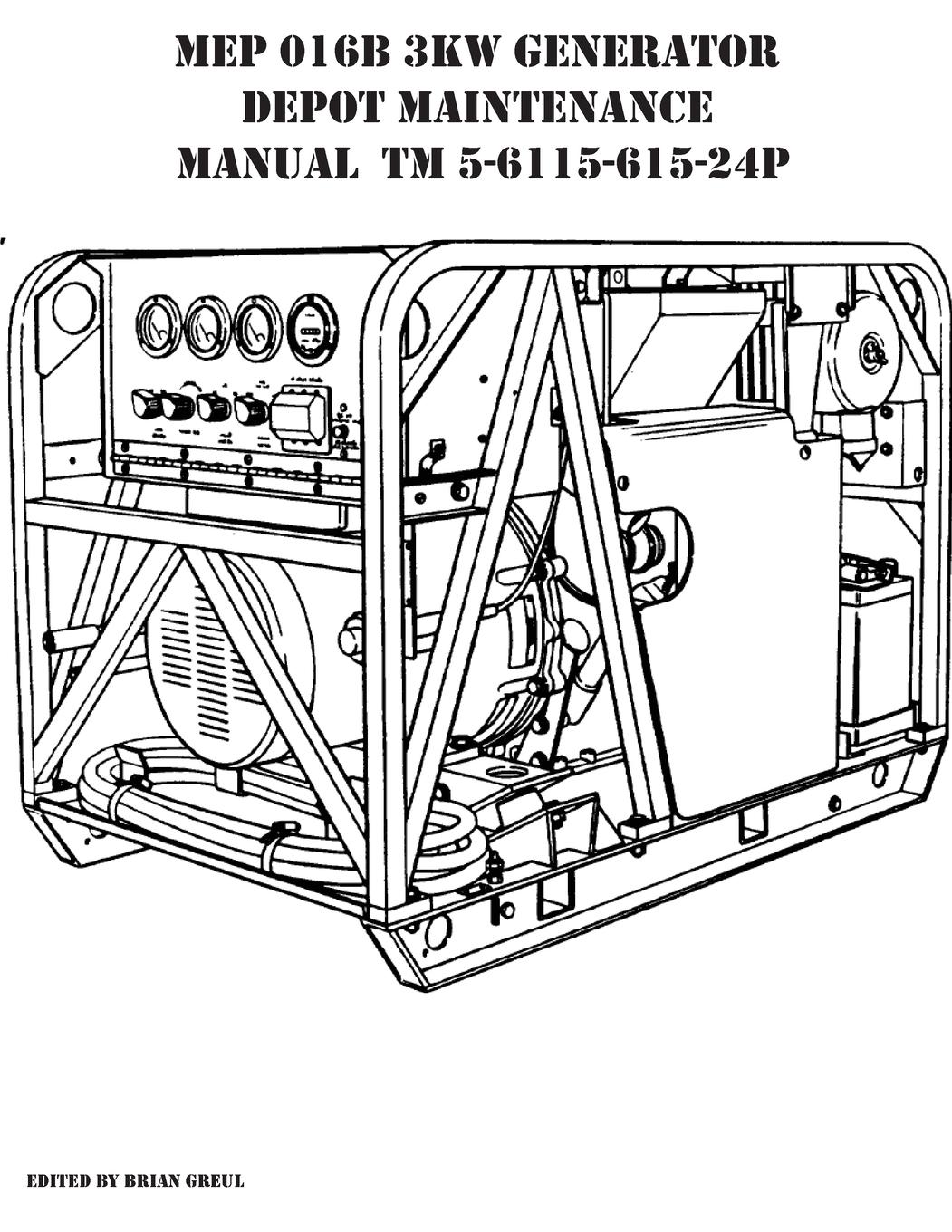Vorderes Coverbild MEP 016B 3KW Generator Depot Maintenance Manual TM 5-6115-615-24P