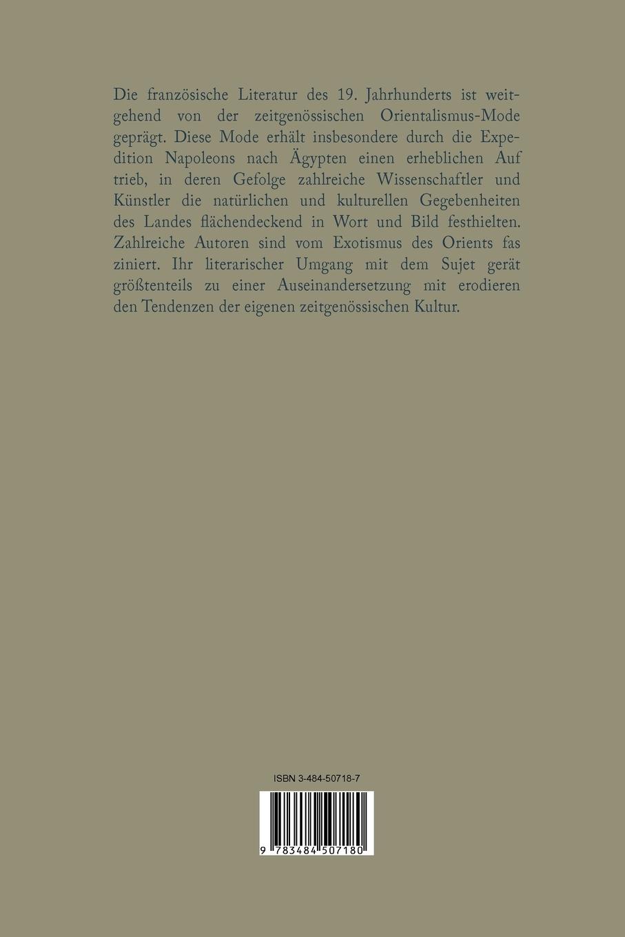 Rückseitencover Die französische Literatur des 19. Jahrhunderts und der Orientalismus