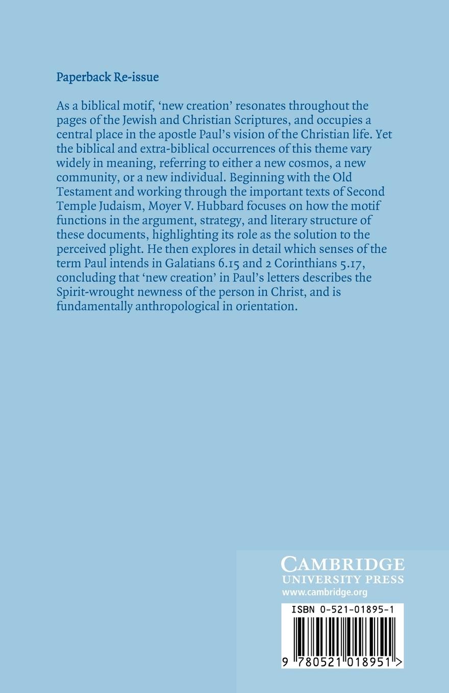 Rückseitencover New Creation in Paul's Letters and Thought