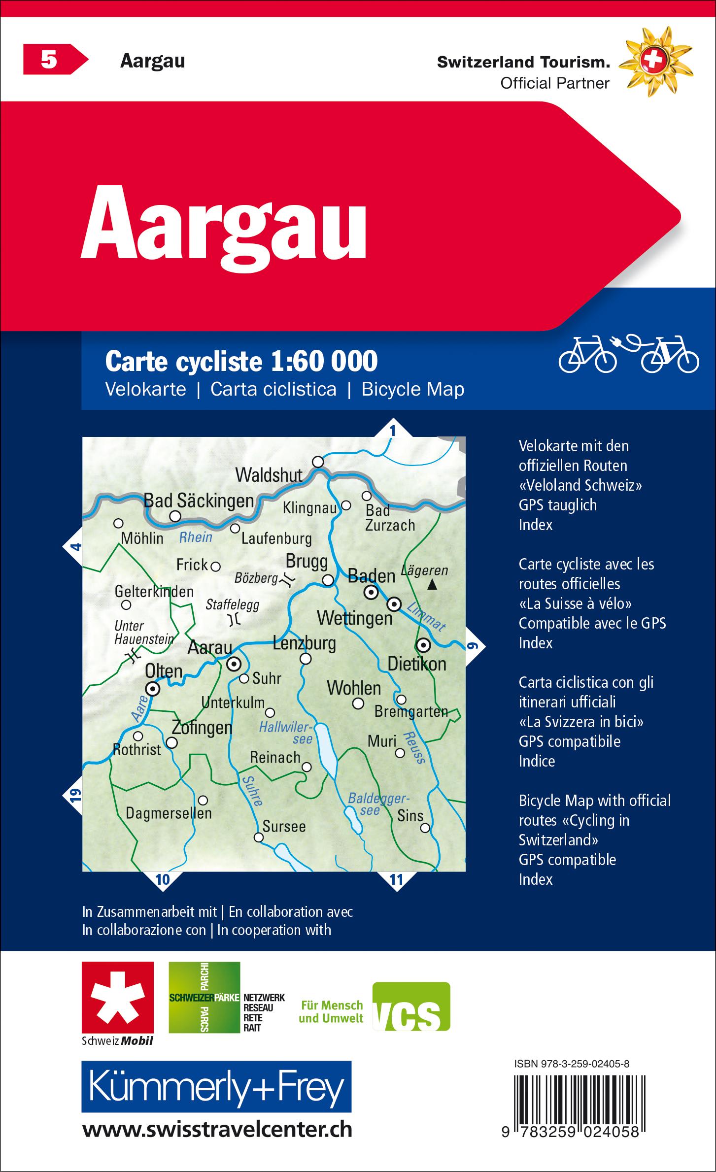 Rückseitencover KuF Schweiz Radkarte 05 Aargau 1 : 60 000
