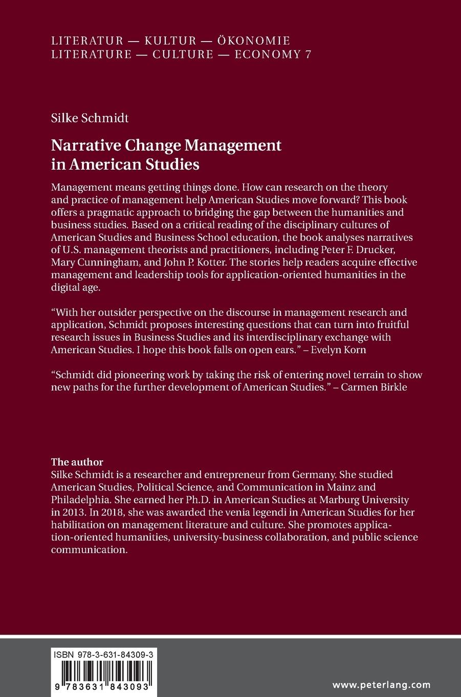 Rückseitencover Narrative Change Management in American Studies