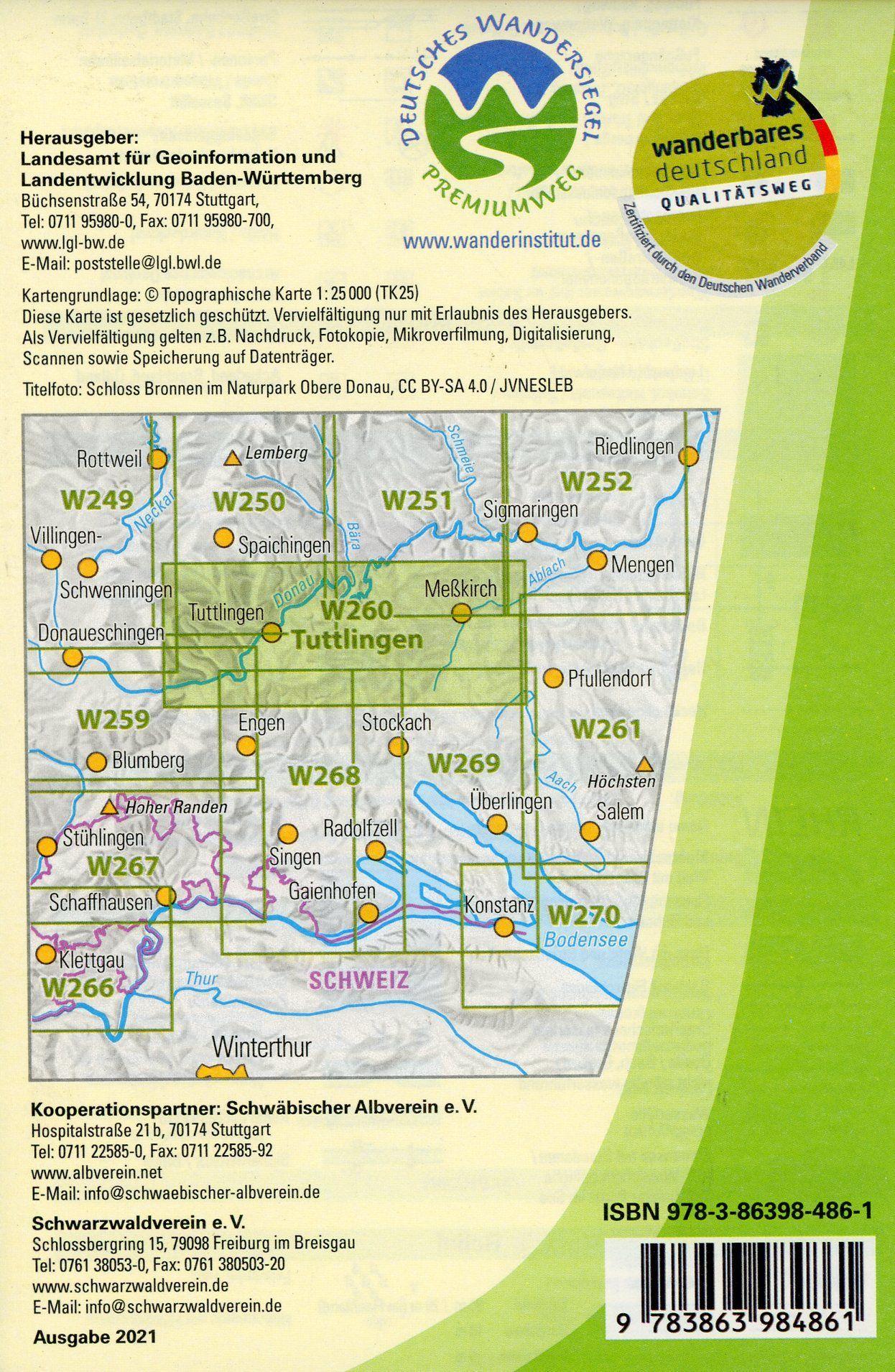 Beispielinhalt (Bild) W260 Wanderkarte 1:25000 Tuttlingen