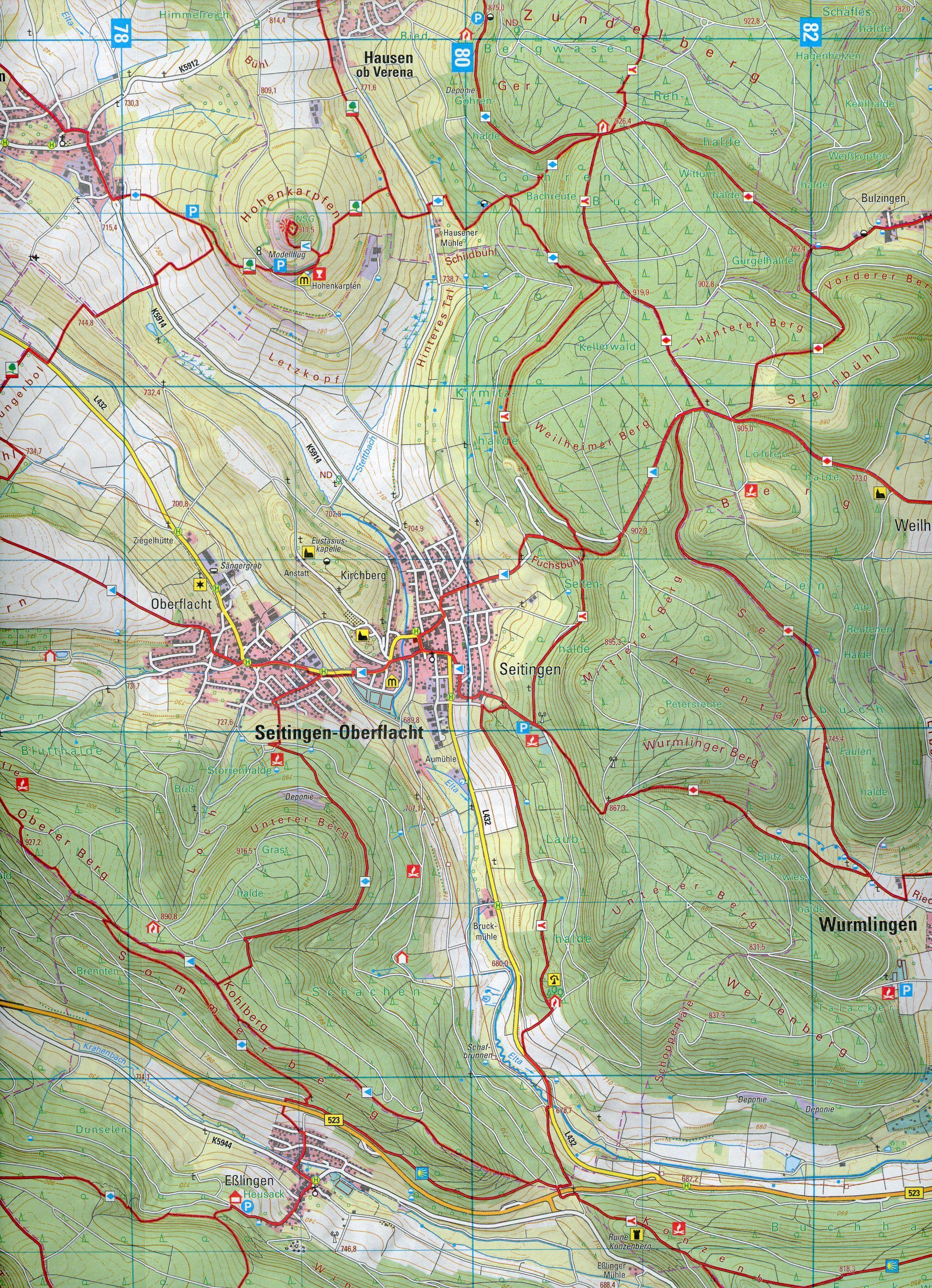 Beispielinhalt (Bild) W260 Wanderkarte 1:25000 Tuttlingen