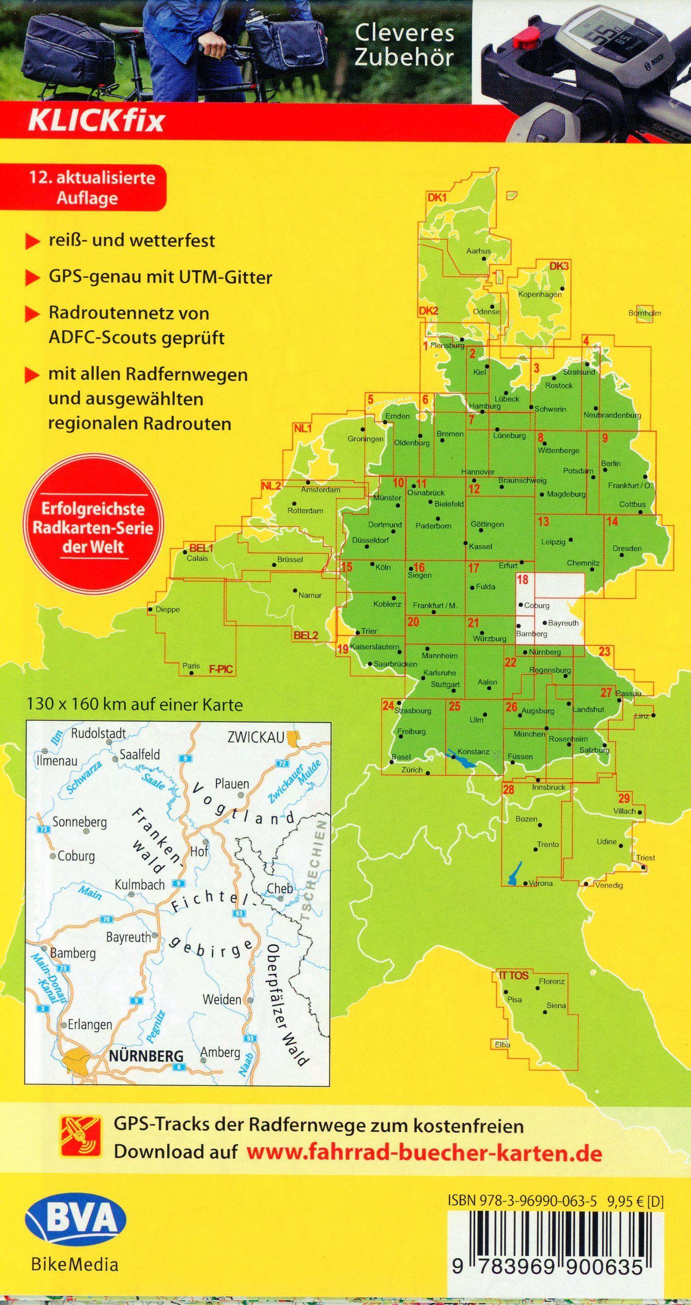Beispielinhalt (Bild) ADFC-Radtourenkarte 18 Oberfranken /Vogtland 1:150.000, reiß- und wetterfest, E-Bike geeignet, GPS-Tracks Download
