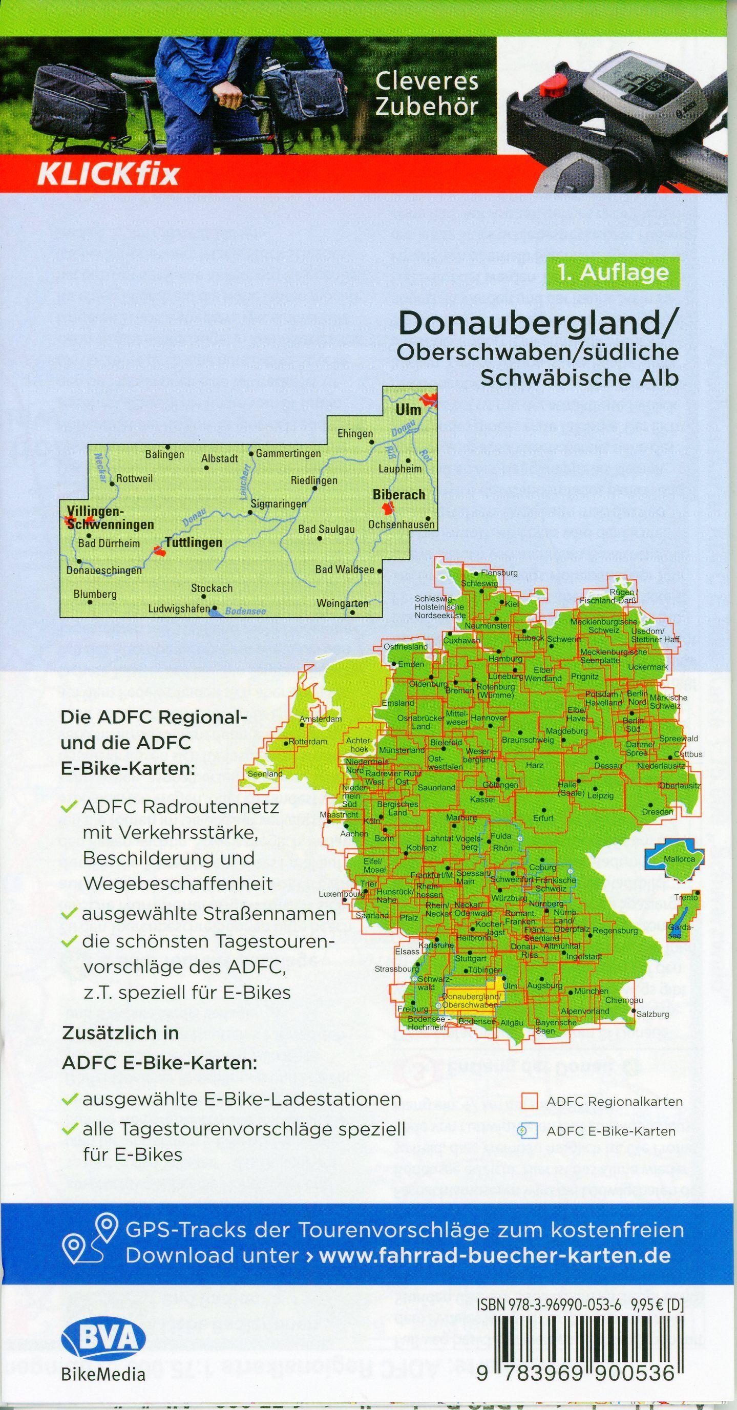 Beispielinhalt (Bild) ADFC-Regionalkarte Traumhafte E-Bike-Touren im Donaubergland, 1:75.000, mit Tagestourenvorschlägen, reiß- und wetterfest, GPS-Tracks Download