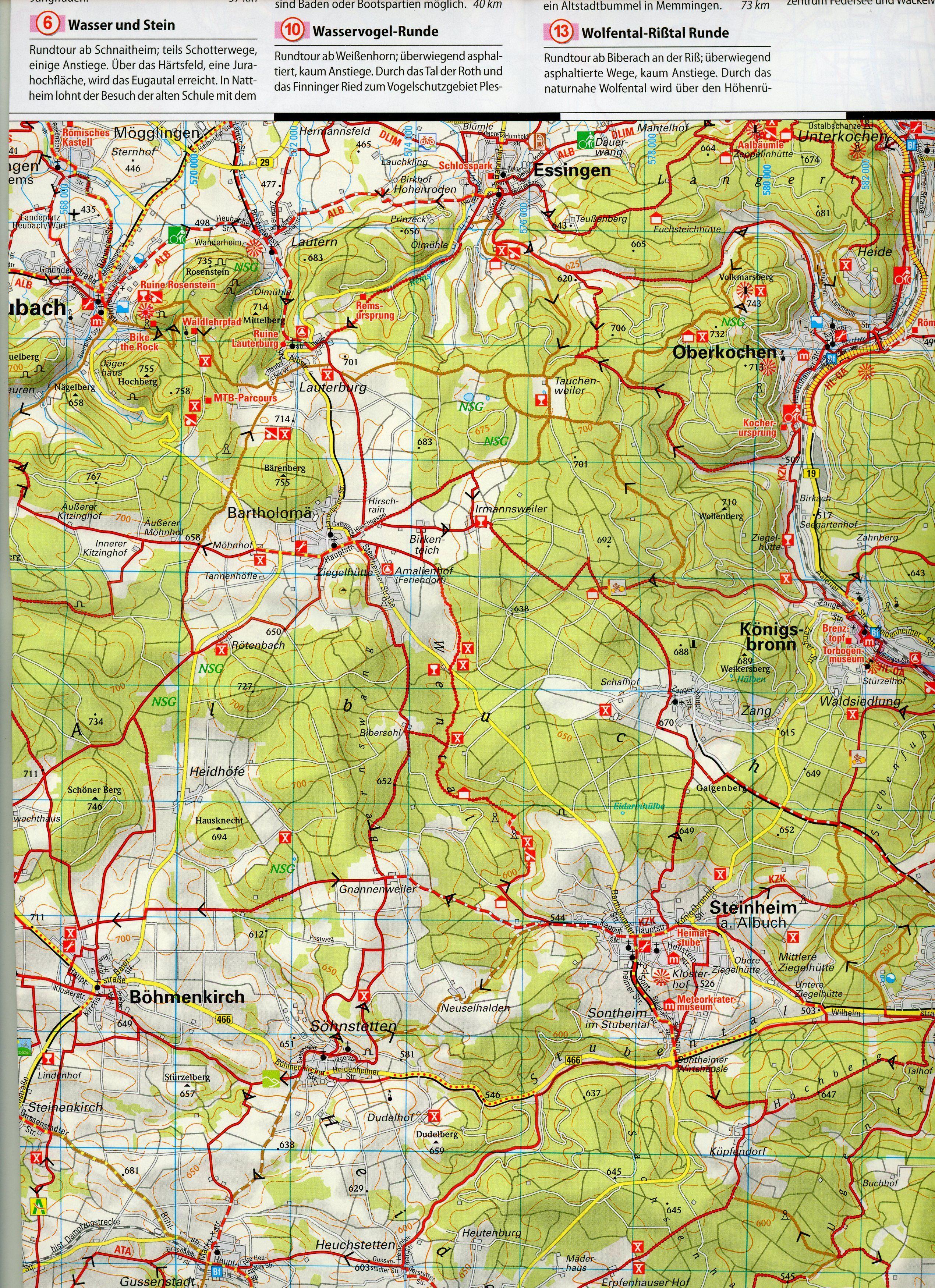 Beispielinhalt (Bild) ADFC-Regionalkarte Ulm und Umgebung, 1:75.000, mit Tagestourenvorschlägen, reiß- und wetterfest, E-Bike-geeignet, GPS-Tracks-Download