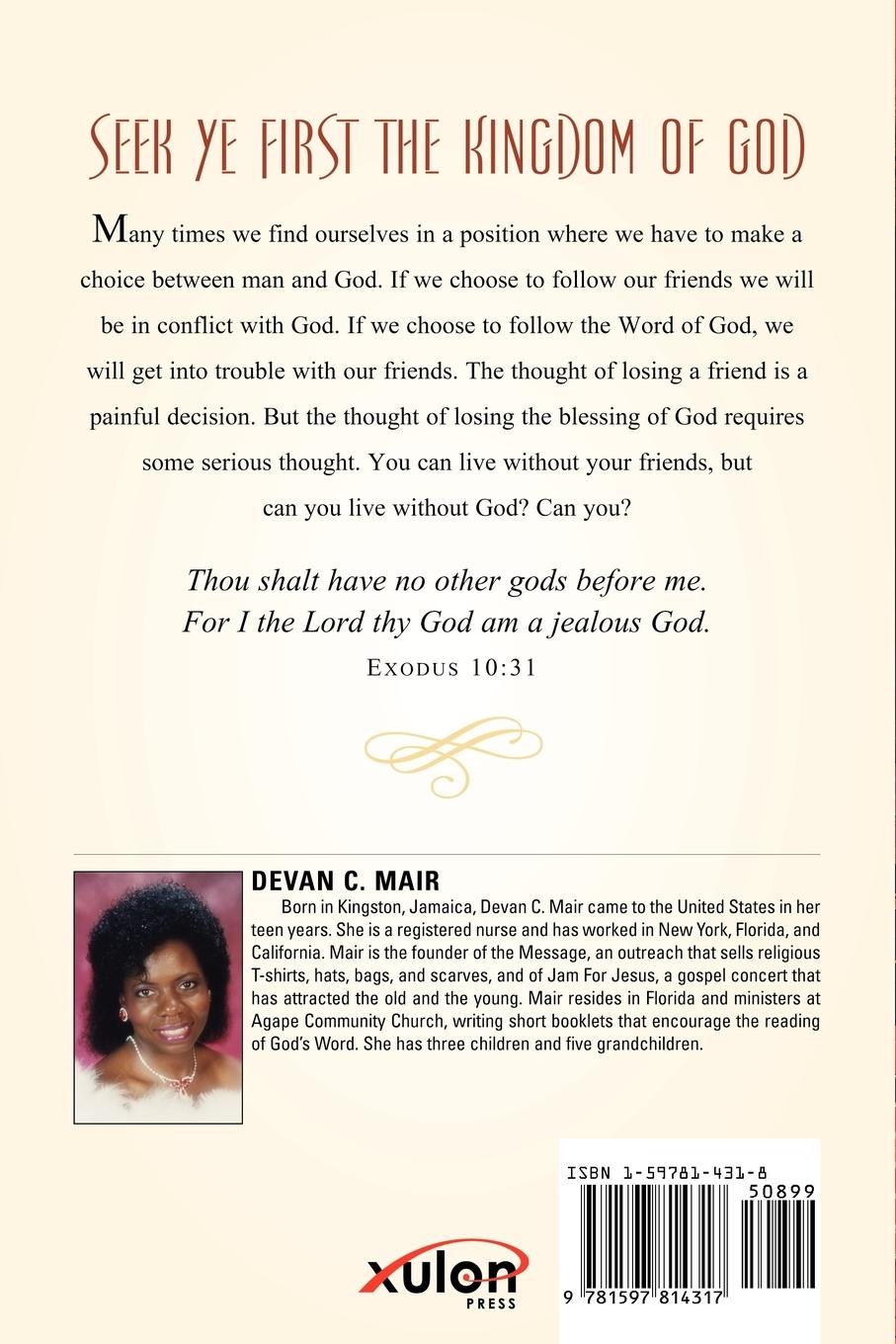 Rückseitencover Seek Ye First the Kingdom of God