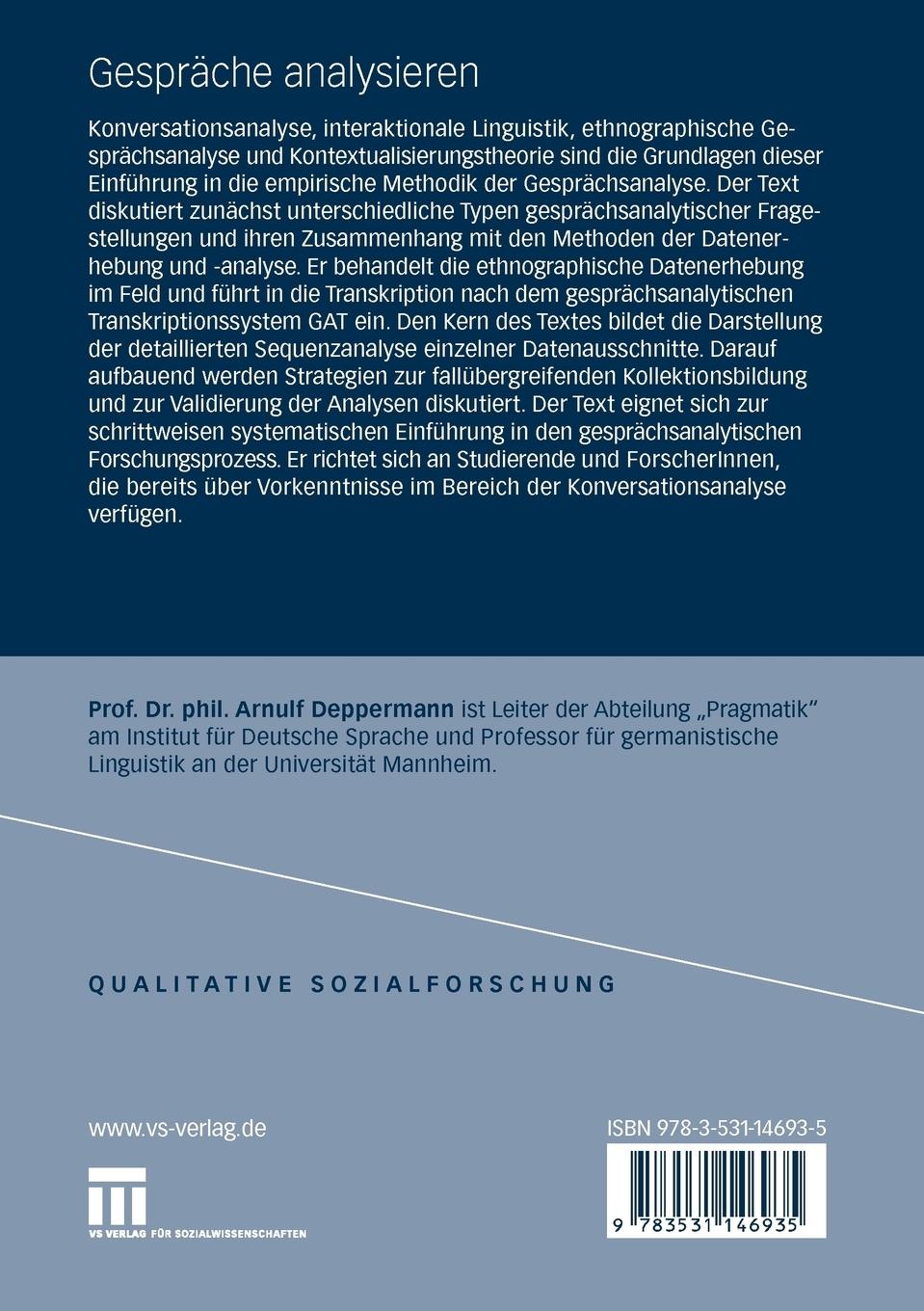 Rückseitencover Gespräche analysieren