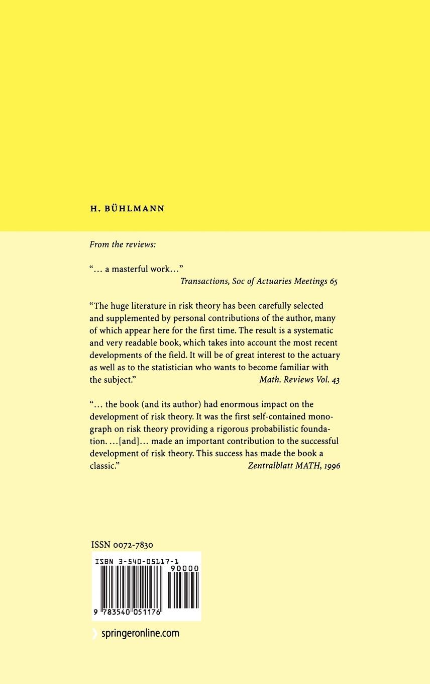 Rückseitencover Mathematical Methods in Risk Theory
