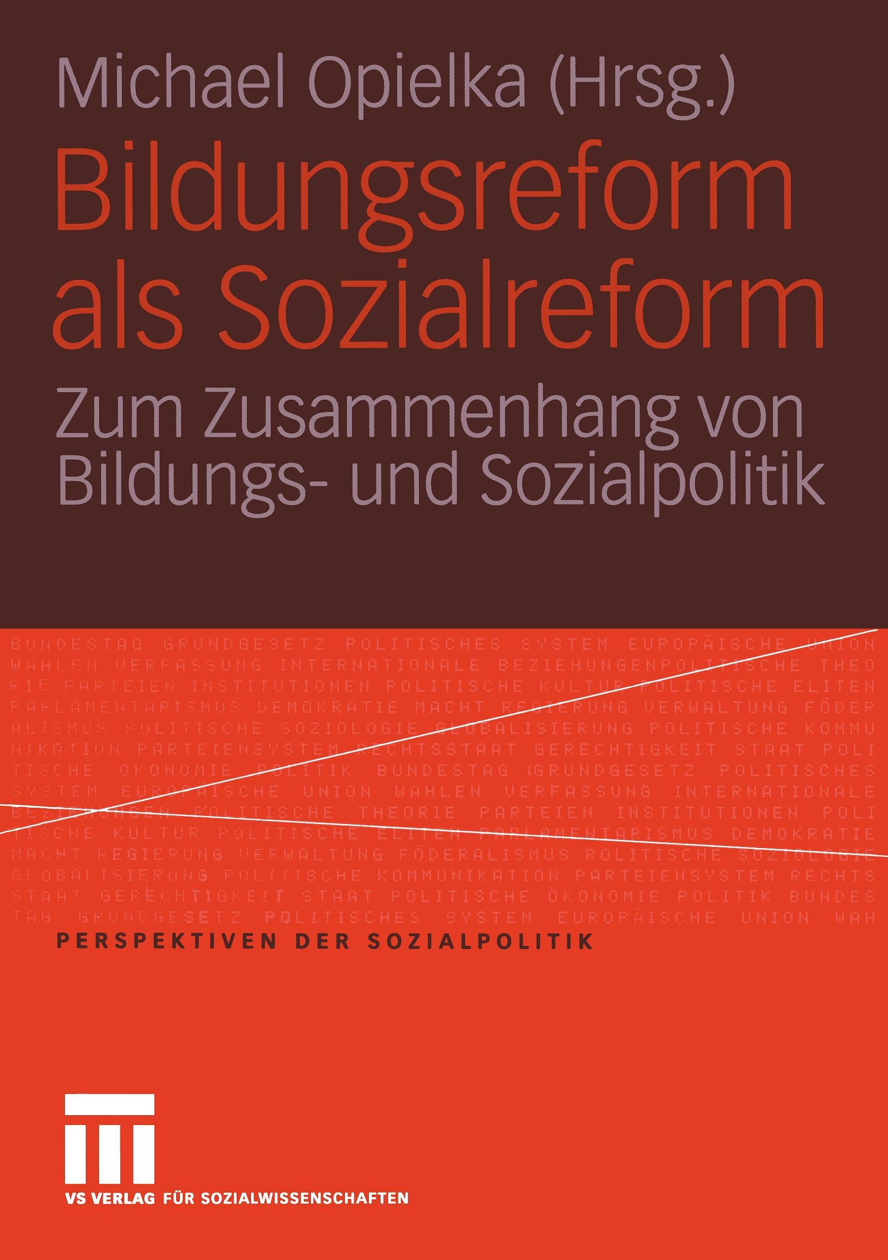 Vorderes Coverbild Bildungsreform als Sozialreform