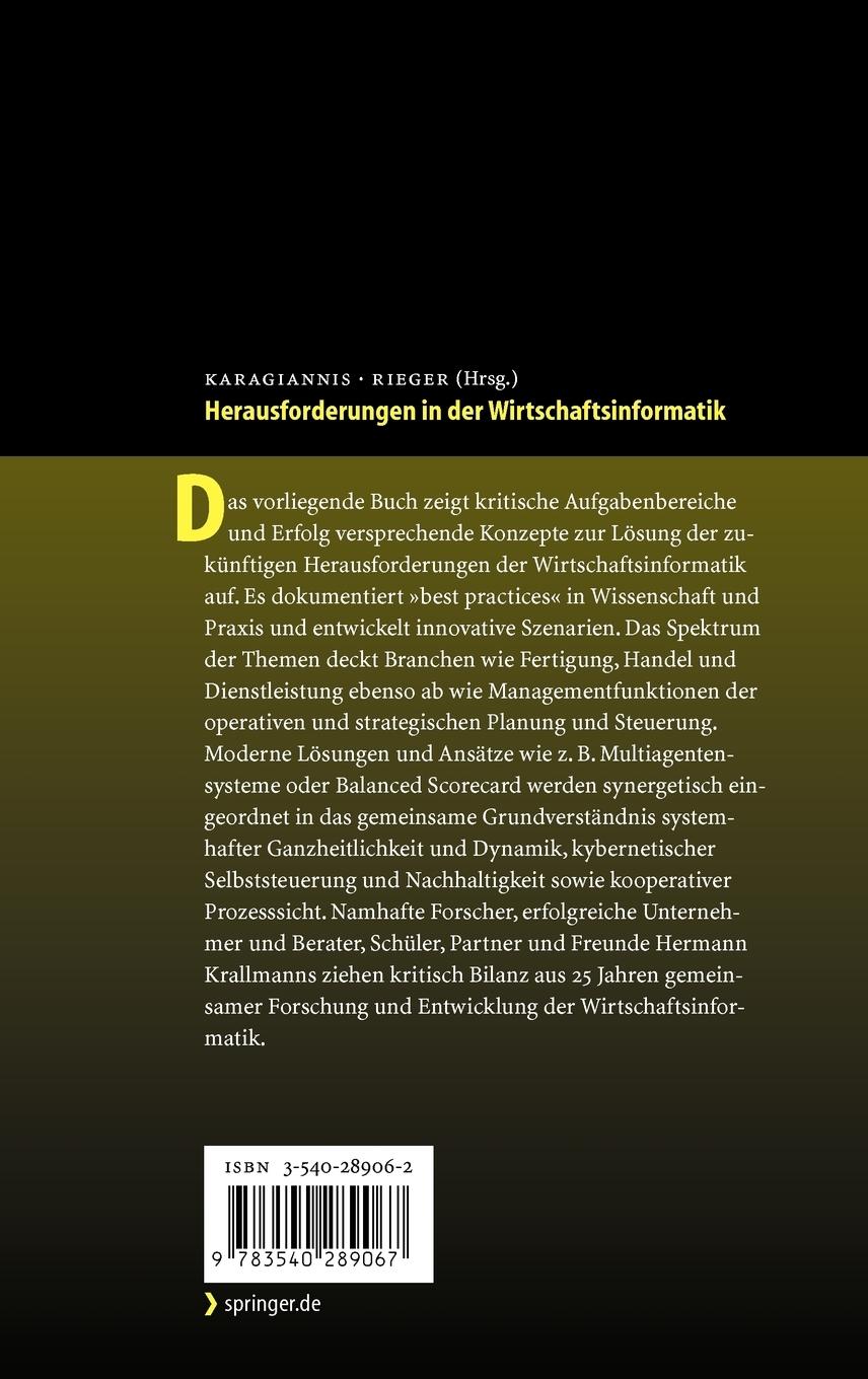Rückseitencover Herausforderungen in der Wirtschaftsinformatik