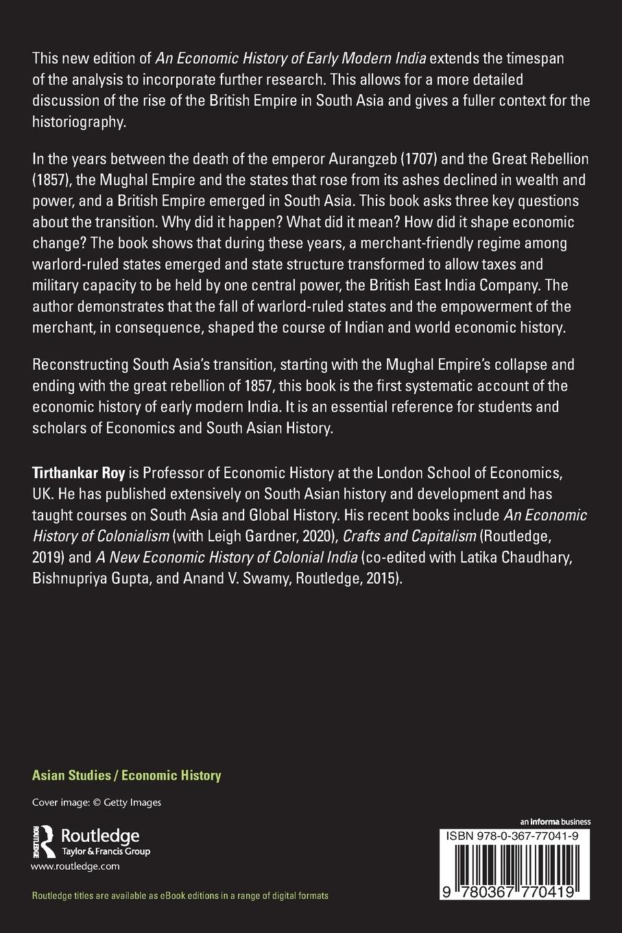 Rückseitencover An Economic History of India 1707-1857