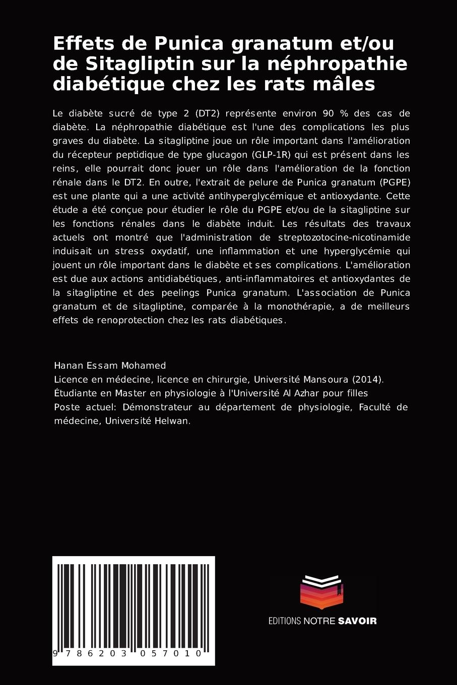Rückseitencover Effets de Punica granatum et/ou de Sitagliptin sur la néphropathie diabétique chez les rats mâles