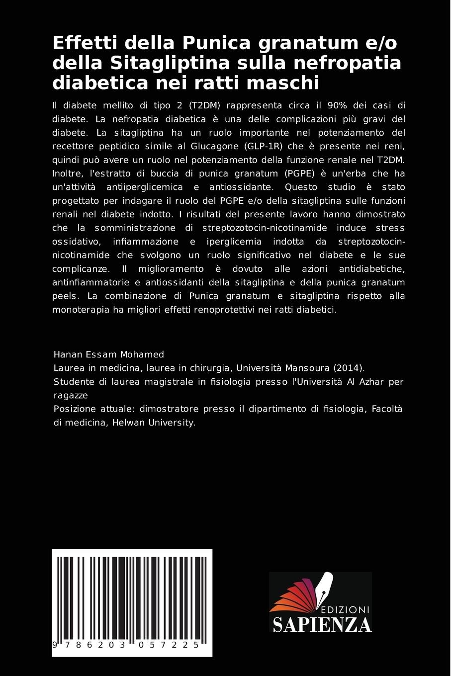 Rückseitencover Effetti della Punica granatum e/o della Sitagliptina sulla nefropatia diabetica nei ratti maschi