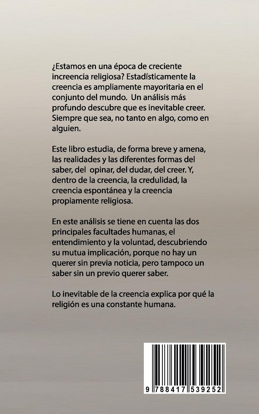 Rückseitencover Es inevitable creer en alguien