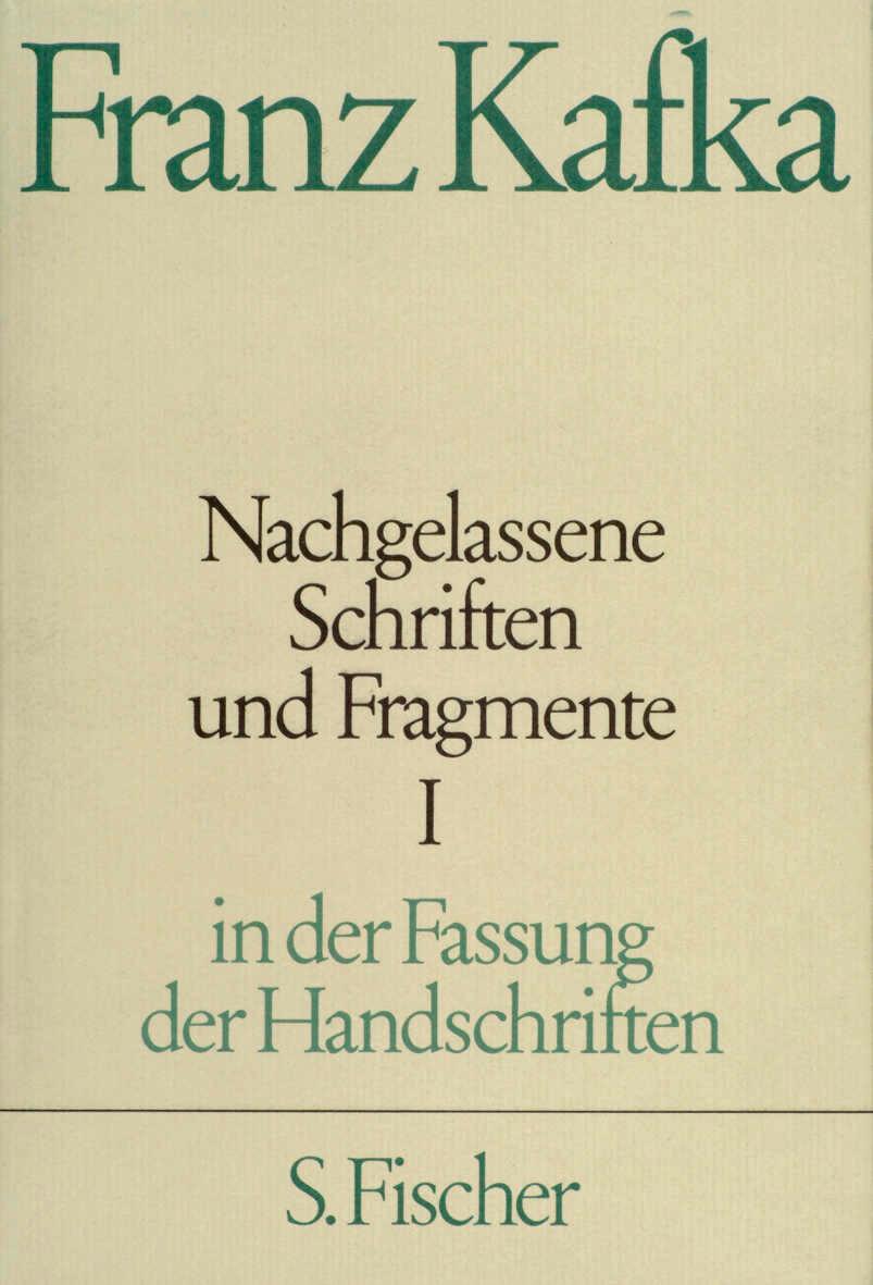 Vorderes Coverbild Nachgelassene Schriften und Fragmente I