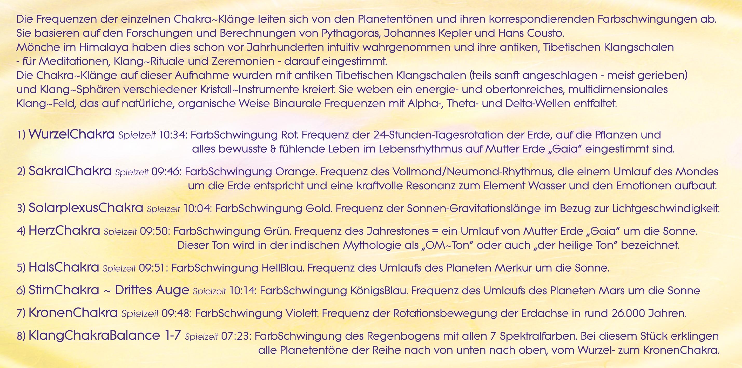 Beispielinhalt (Bild) KLANG CHAKRA BALANCE DER SIEBEN HAUPTCHAKREN
