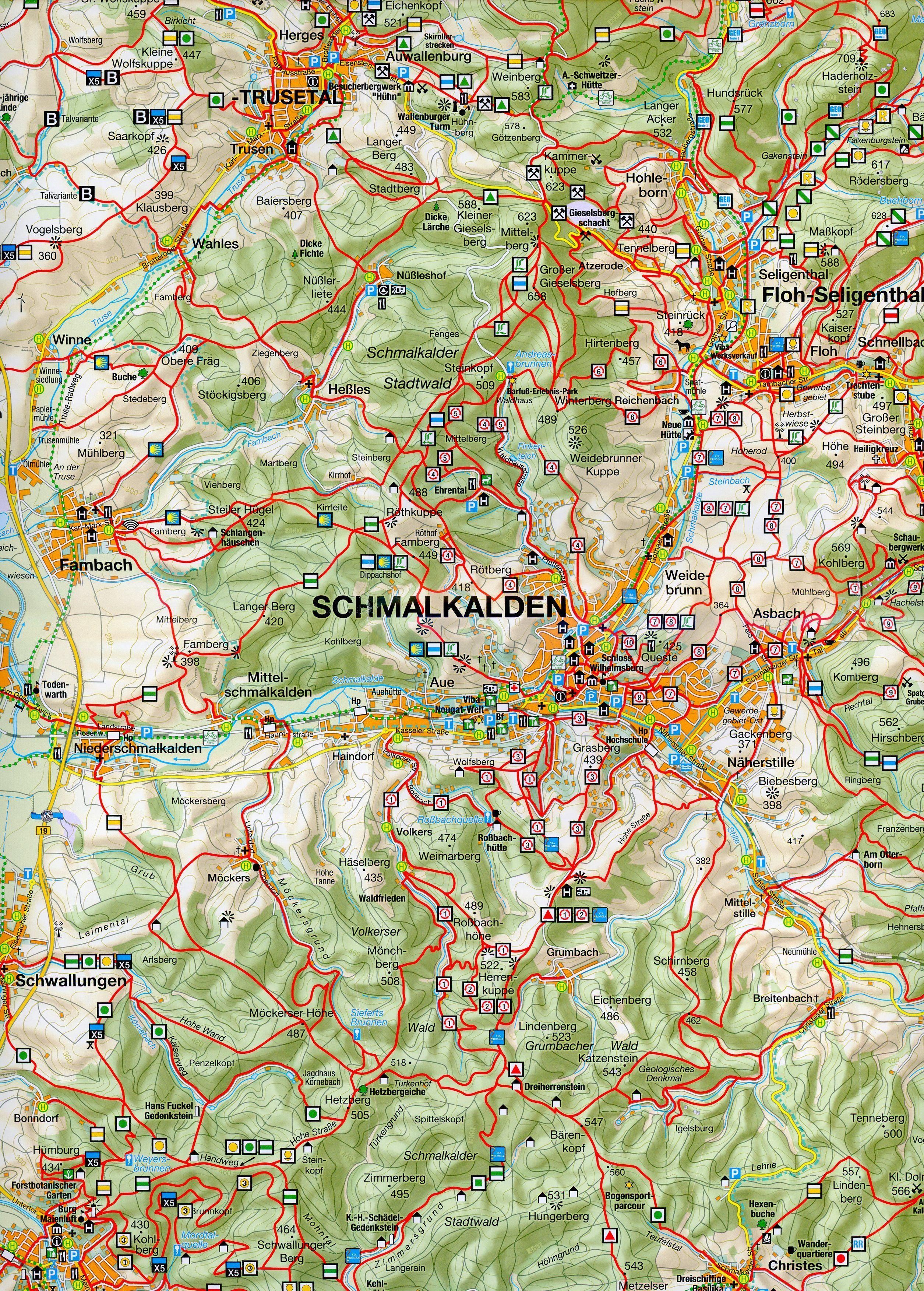 Beispielinhalt (Bild) Wanderkarte Westlicher Thüringer Wald 1 : 50 000