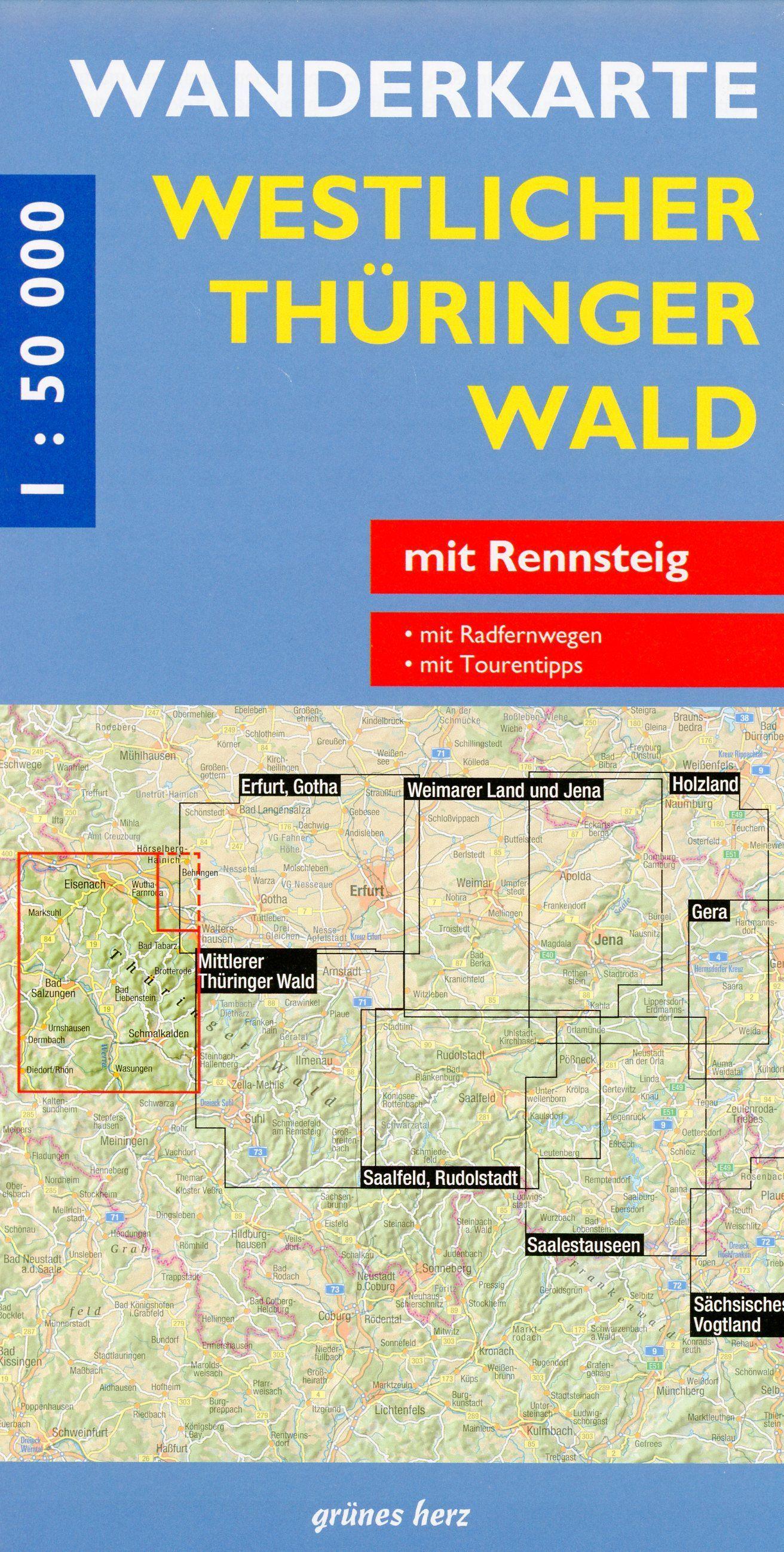 Vorderes Coverbild Wanderkarte Westlicher Thüringer Wald 1 : 50 000