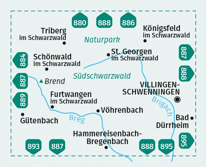 Beispielinhalt (Bild) KOMPASS Wanderkarte 885 St. Georgen, Triberg, Naturpark Südschwarzwald 1:25.000