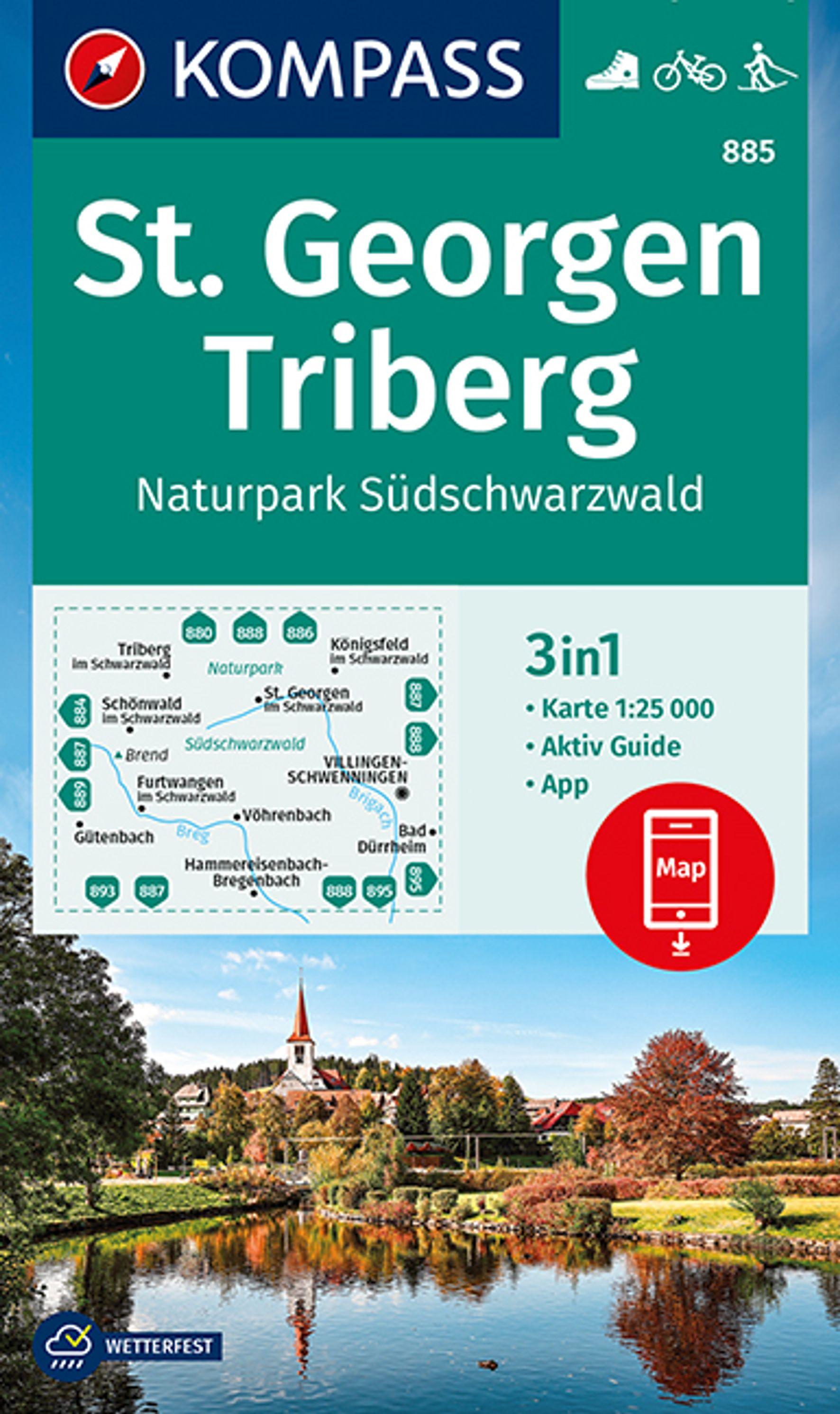 Vorderes Coverbild KOMPASS Wanderkarte 885 St. Georgen, Triberg, Naturpark Südschwarzwald 1:25.000