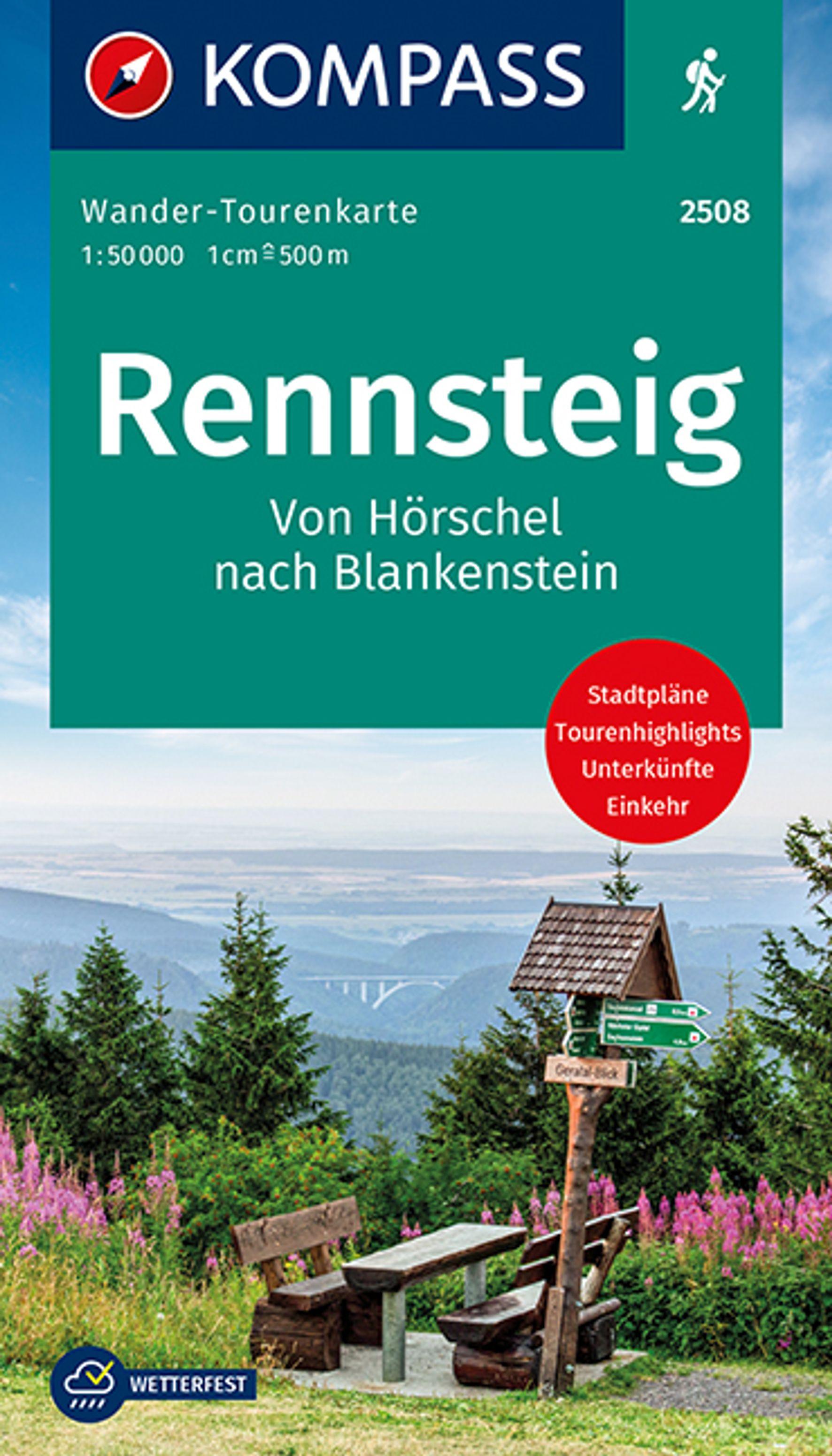 Vorderes Coverbild KOMPASS Wander-Tourenkarte Der Rennsteig 1:50.000