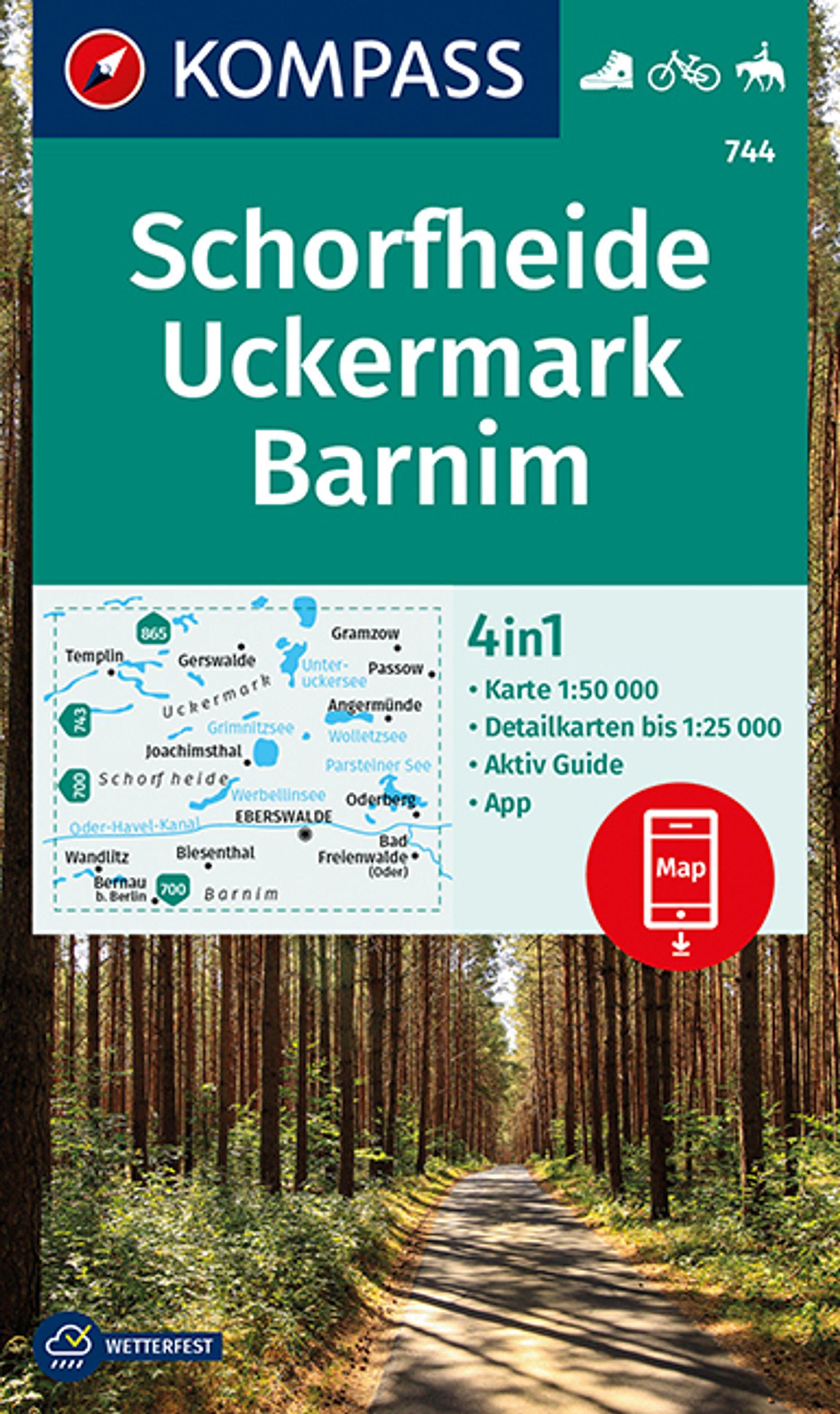 Vorderes Coverbild KOMPASS Wanderkarte 744 Schorfheide, Uckermark, Barnim 1:50.000