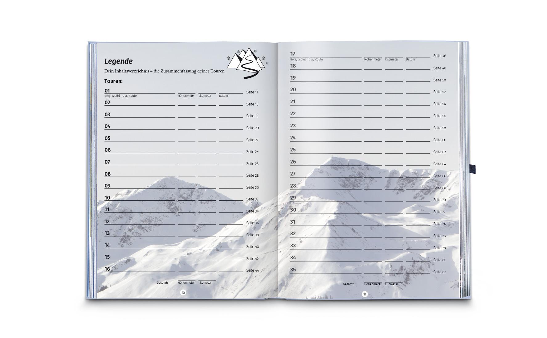 Beispielinhalt (Bild) KOMPASS Winter & Skitourenbuch