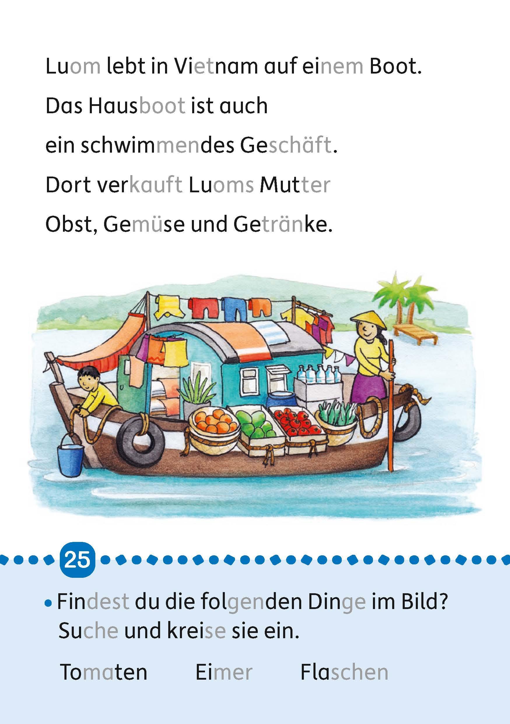 Beispielinhalt (Bild) Lesen lernen 1. Klasse für Jungen und Mädchen - Die Welt entdecken