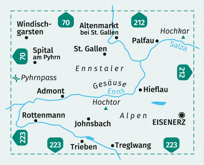 Beispielinhalt (Bild) KOMPASS Wanderkarte 69 Gesäuse, Ennstaler Alpen, Pyhrnpass, Eisenerz 1:35.000