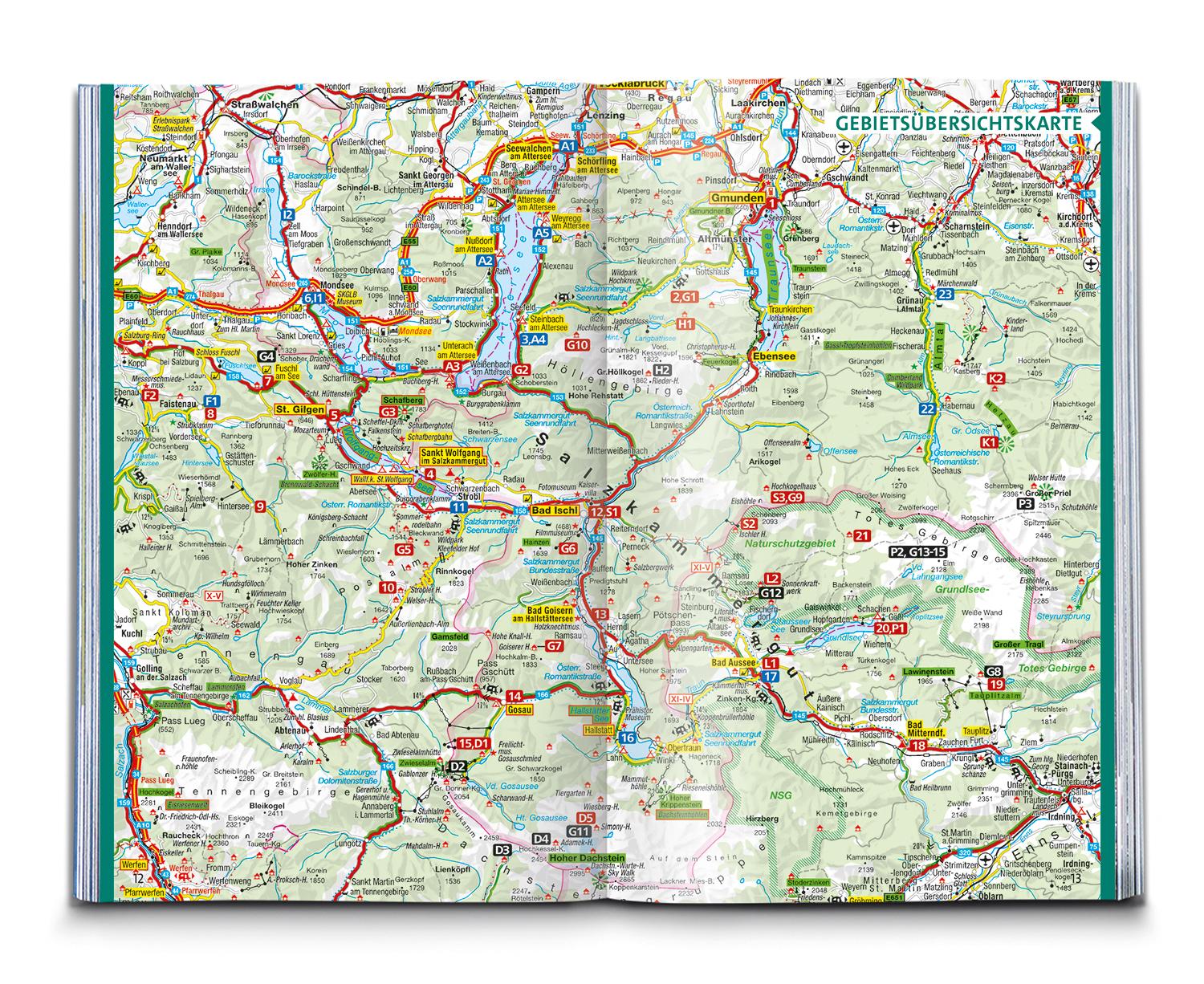 Beispielinhalt (Bild) KOMPASS Wanderführer Salzkammergut BergeSeen Trail, 61 Touren mit Extra-Tourenkarte