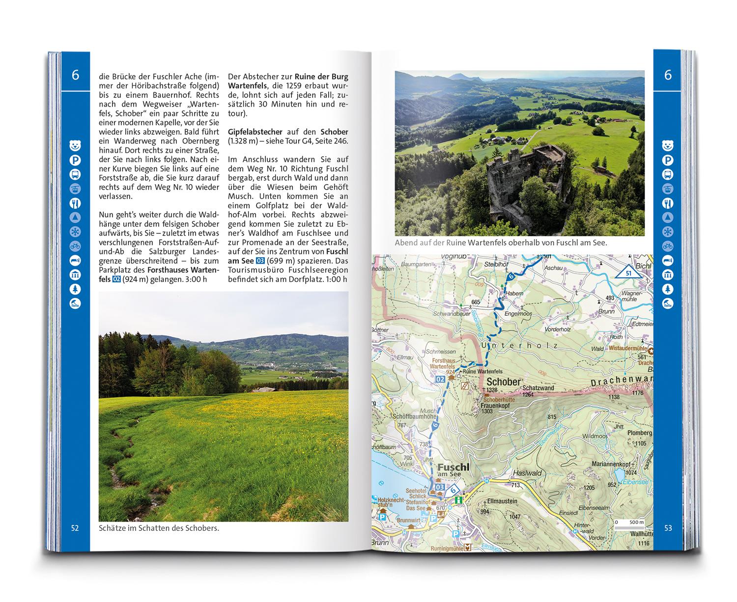 Beispielinhalt (Bild) KOMPASS Wanderführer Salzkammergut BergeSeen Trail, 61 Touren mit Extra-Tourenkarte