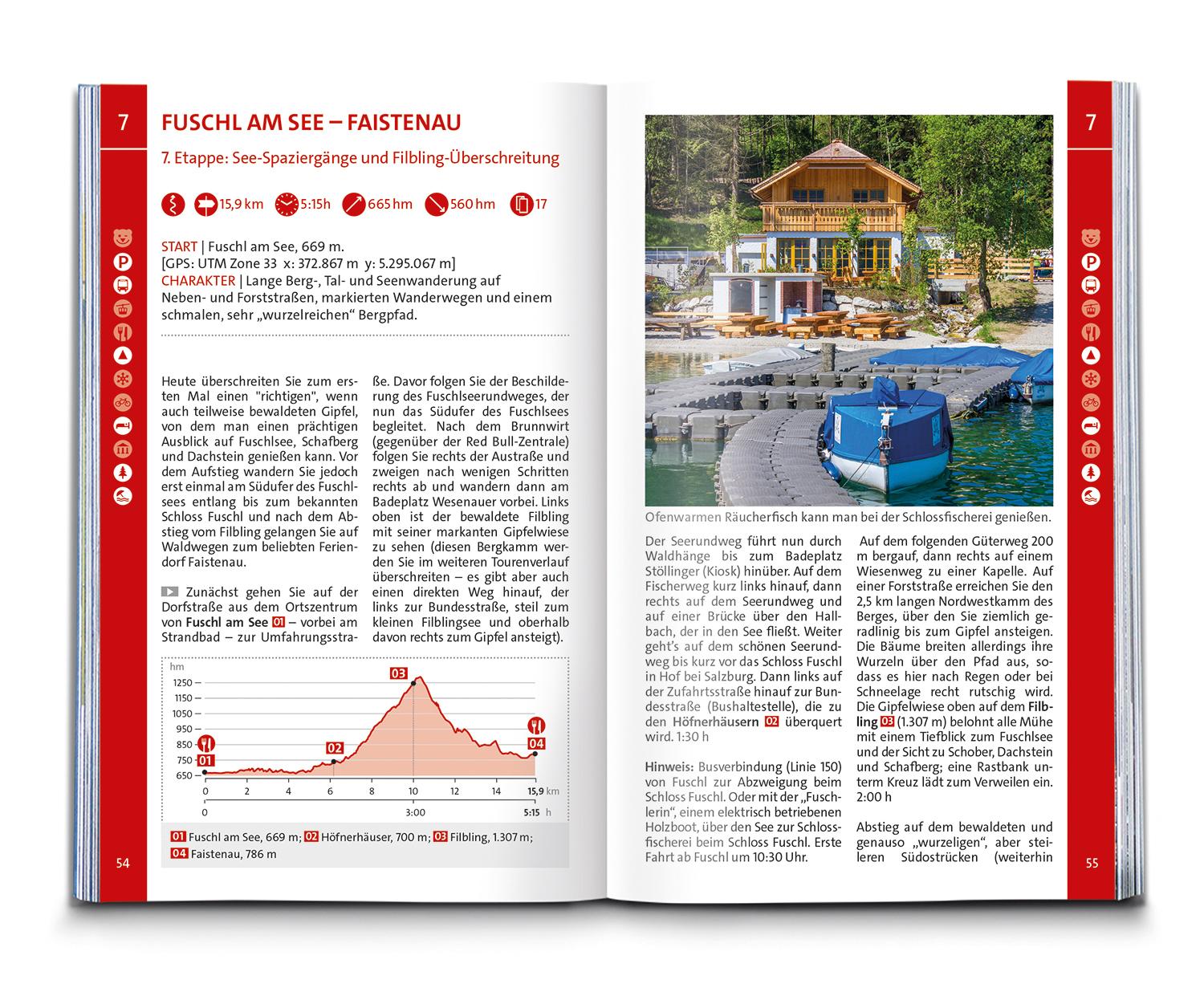 Beispielinhalt (Bild) KOMPASS Wanderführer Salzkammergut BergeSeen Trail, 61 Touren mit Extra-Tourenkarte