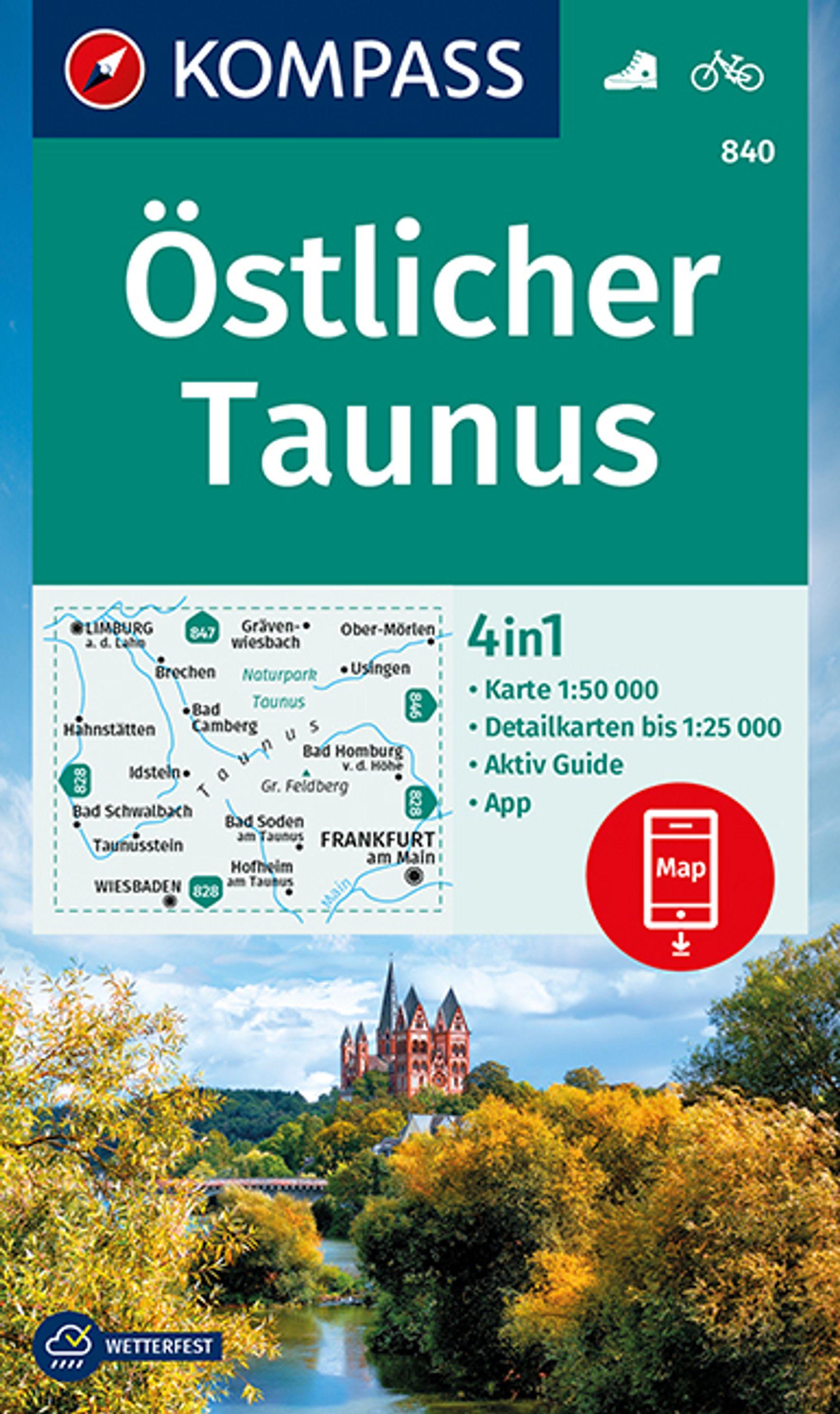 Vorderes Coverbild KOMPASS Wanderkarte 840 Östlicher Taunus 1:50.000