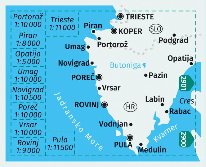 Beispielinhalt (Bild) KOMPASS Wanderkarte 238 Istrien, Istra, Istria 1:75.000
