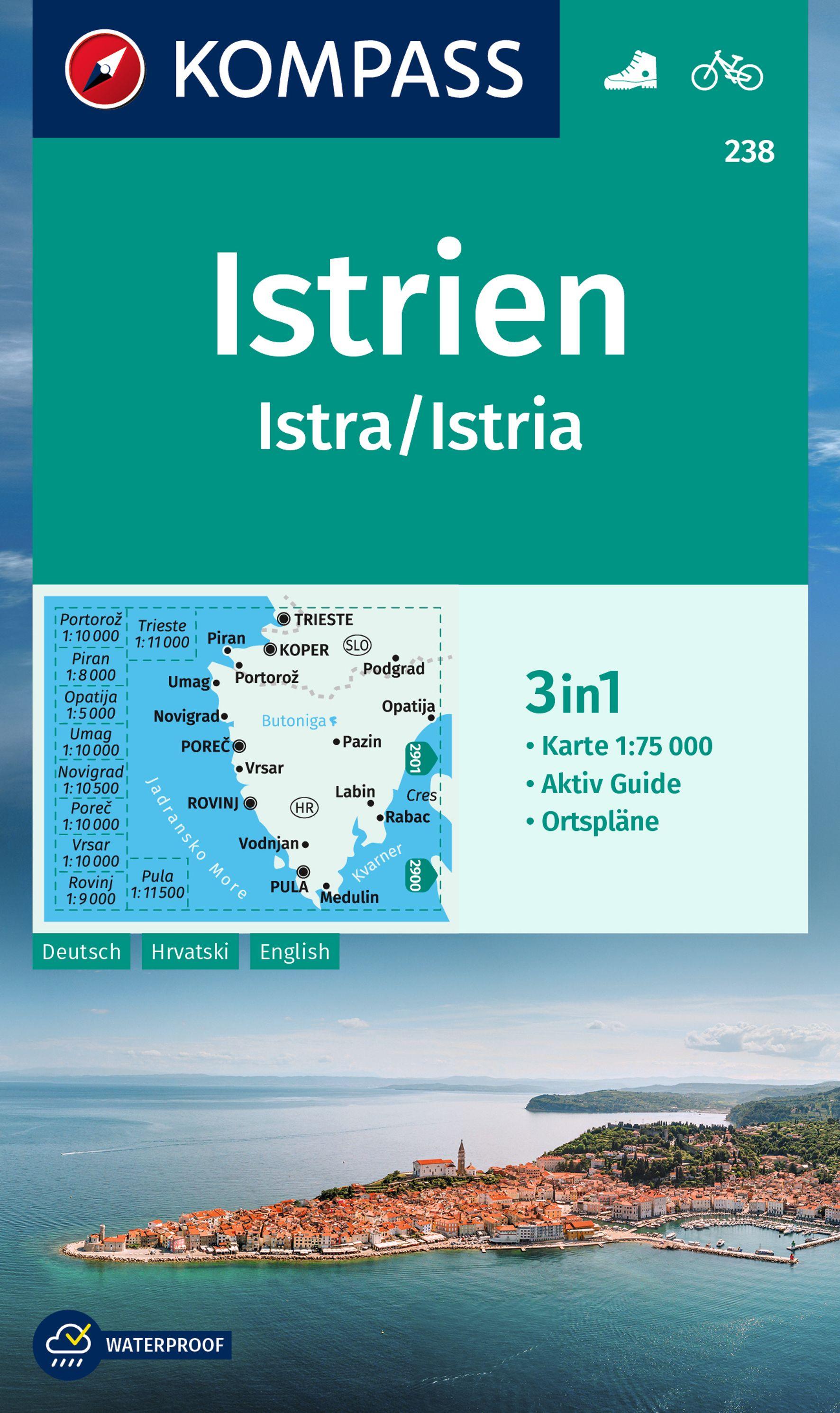 Vorderes Coverbild KOMPASS Wanderkarte 238 Istrien, Istra, Istria 1:75.000