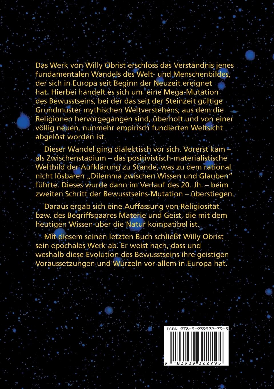 Rückseitencover Die Mutation des Bewusstsseins fand in Europa statt