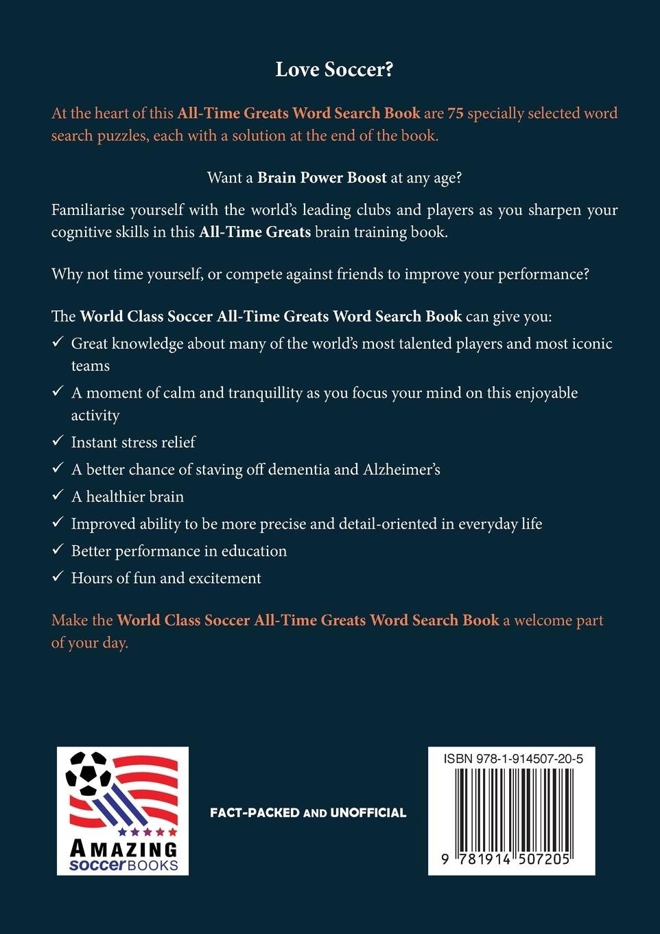 Rückseitencover World Class Soccer All-Time Greats Word Search Book