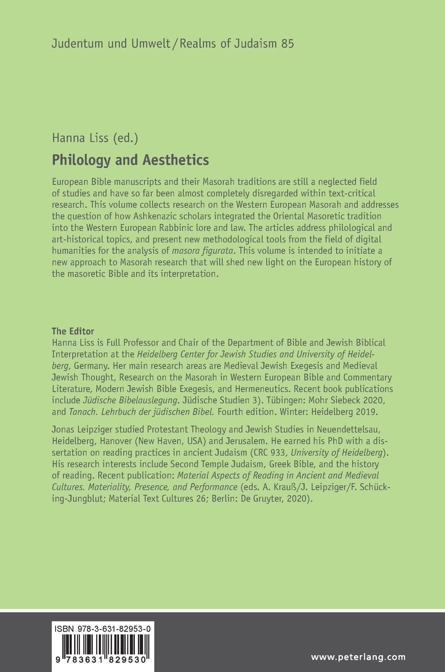 Rückseitencover Philology and Aesthetics
