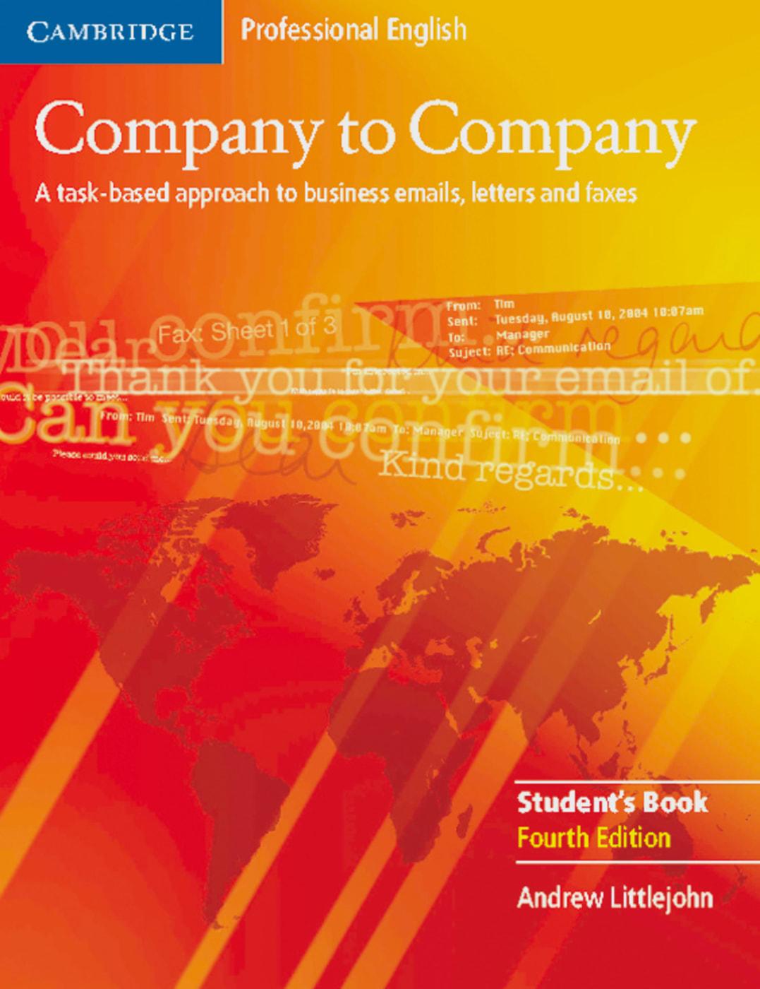 Vorderes Coverbild Company to Company. New edition. Student's Book