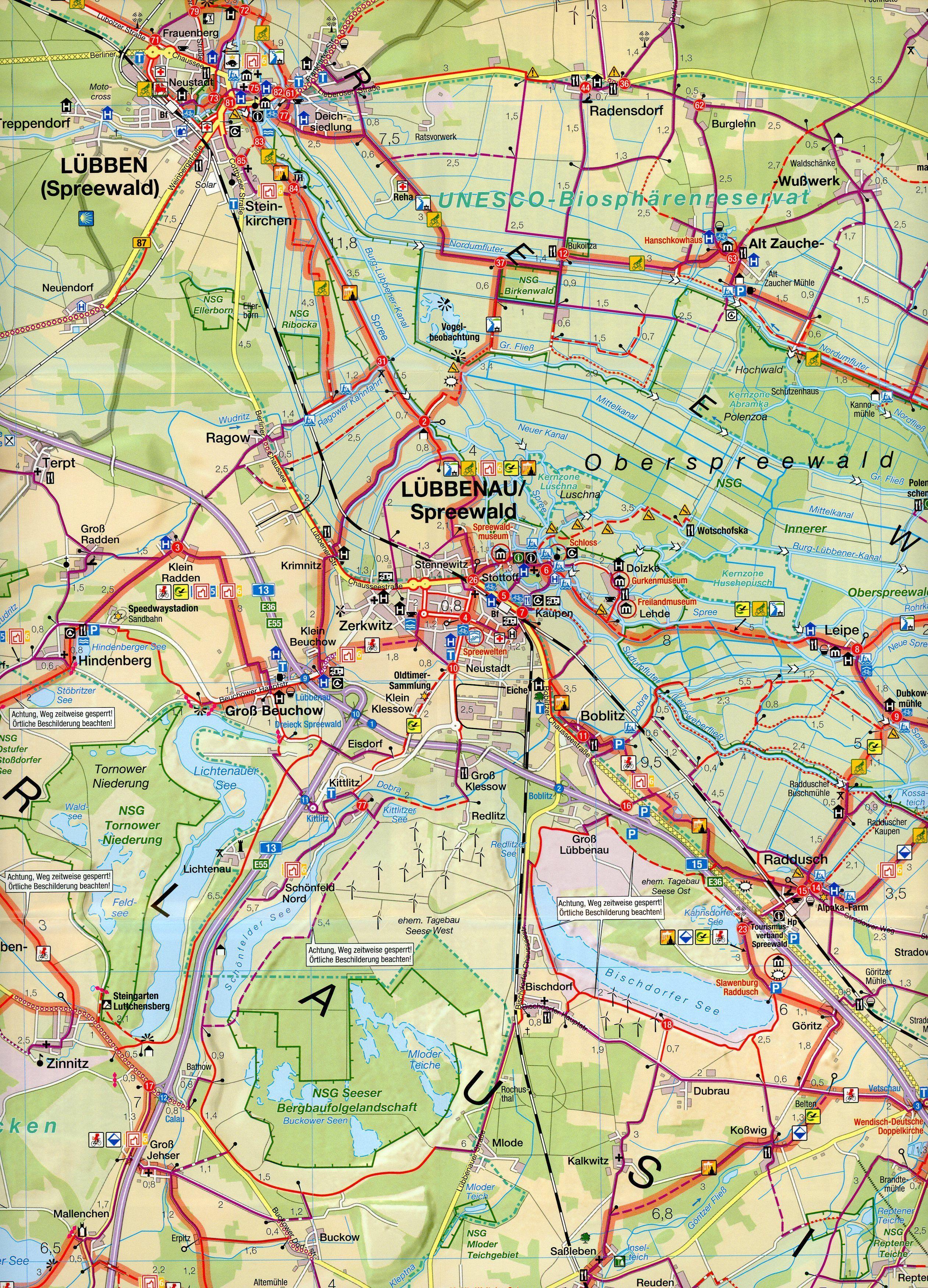 Beispielinhalt (Bild) Fahrradkarte Spreewald 1:75 000