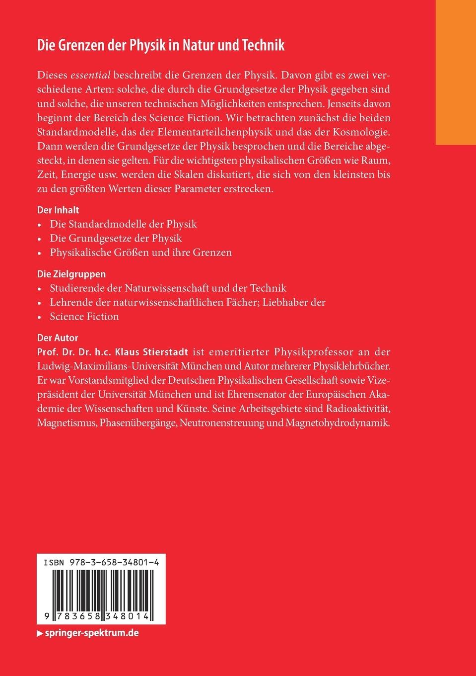 Rückseitencover Die Grenzen der Physik in Natur und Technik