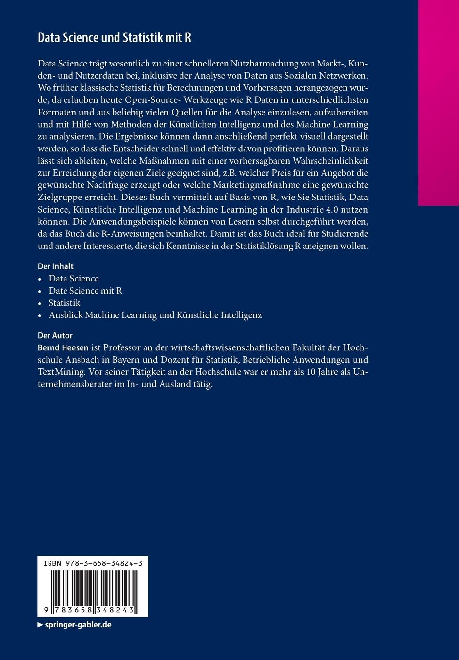 Rückseitencover Data Science und Statistik mit R