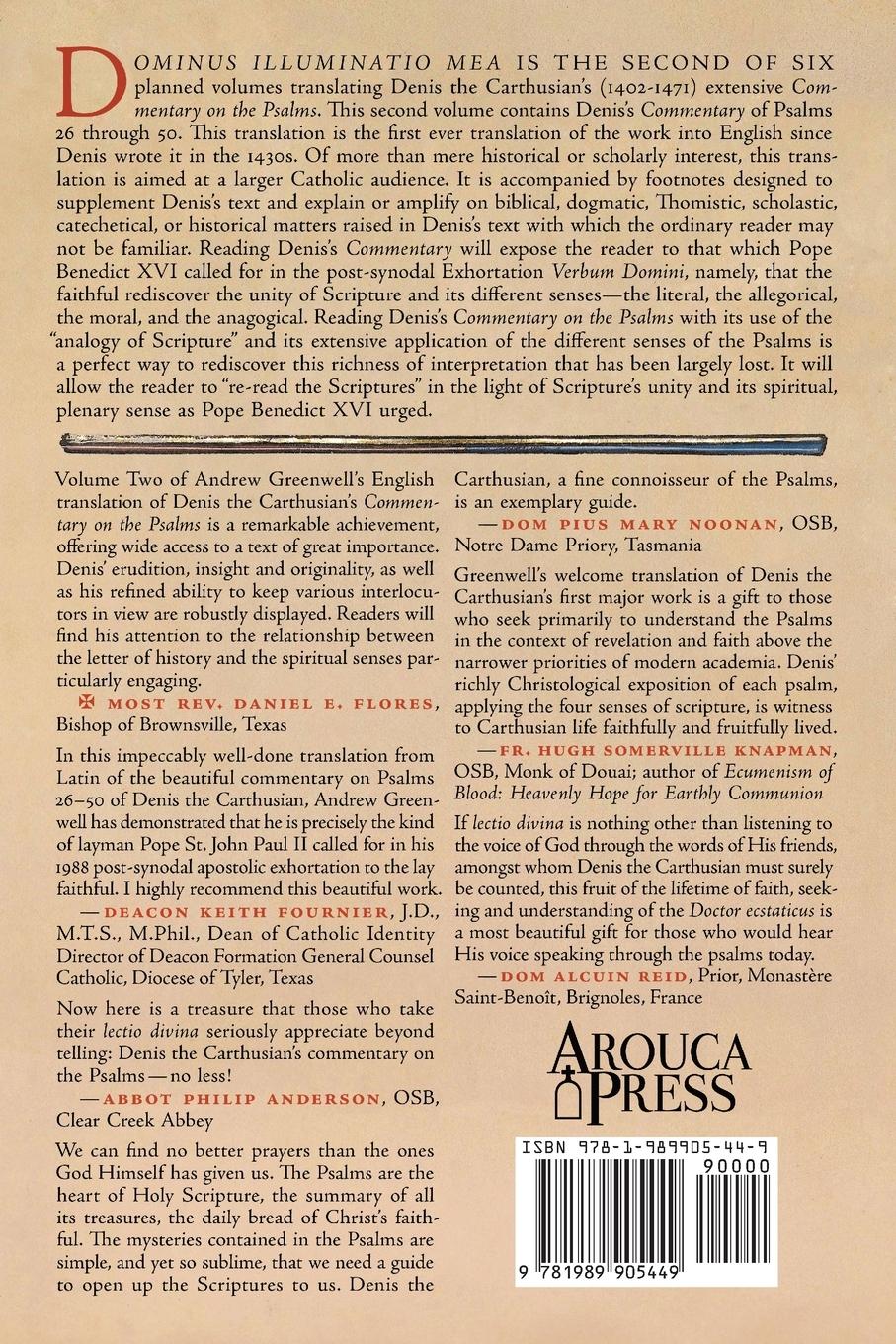 Rückseitencover Dominus Illuminatio Mea (Denis the Carthusian's Commentary on the Psalms)