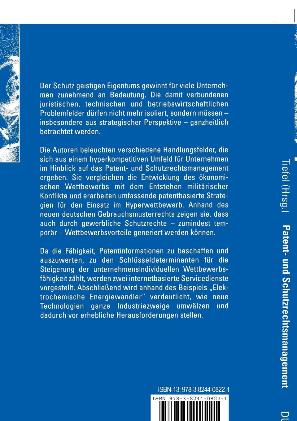 Rückseitencover Patent- und Schutzrechtsmanagement in Zeiten des Hyperwettbewerbs