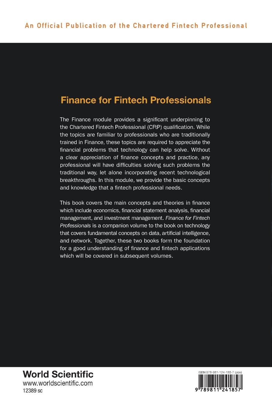 Rückseitencover FINANCE FOR FINTECH PROFESSIONALS