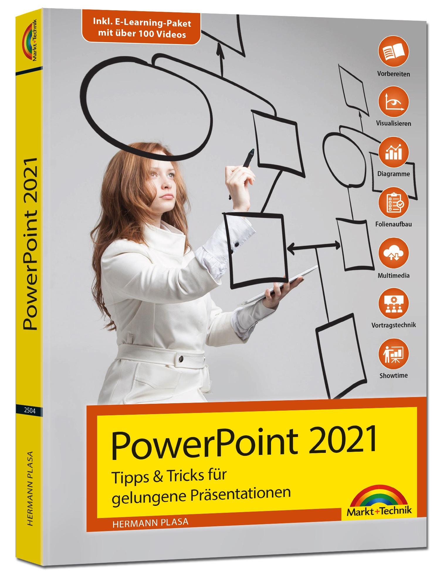 Vorderes Coverbild PowerPoint 2021 Tipps und Tricks für gelungene Präsentationen und Vorträge. Komplett in Farbe