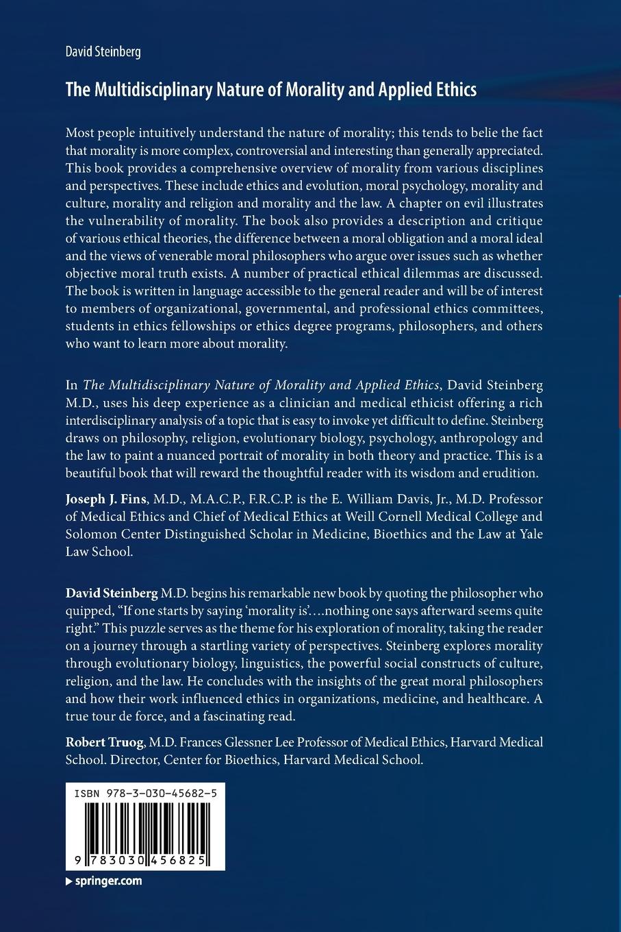 Rückseitencover The Multidisciplinary Nature of Morality and Applied Ethics