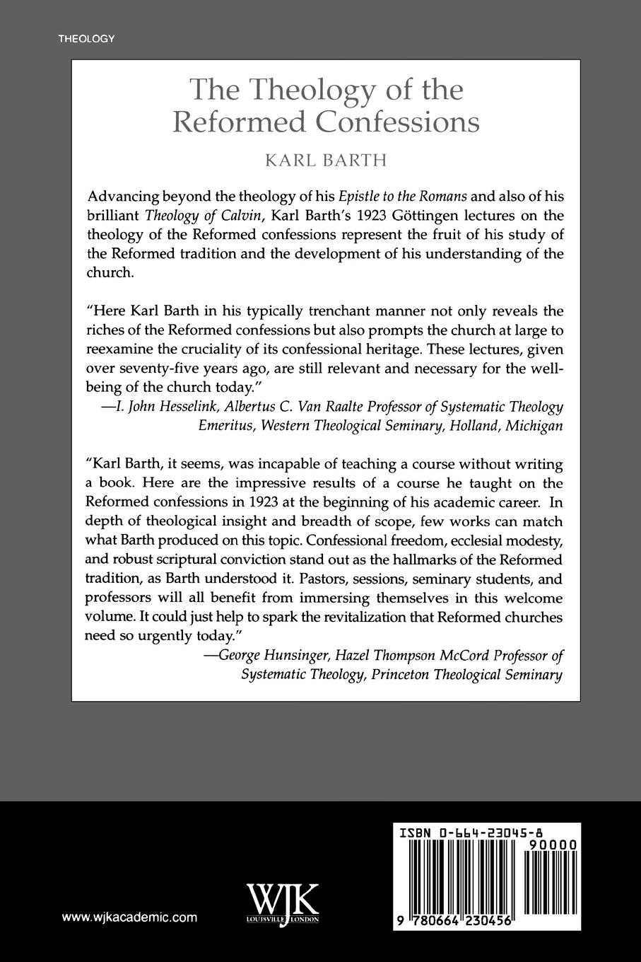 Rückseitencover Theology of the Reformed Confessions