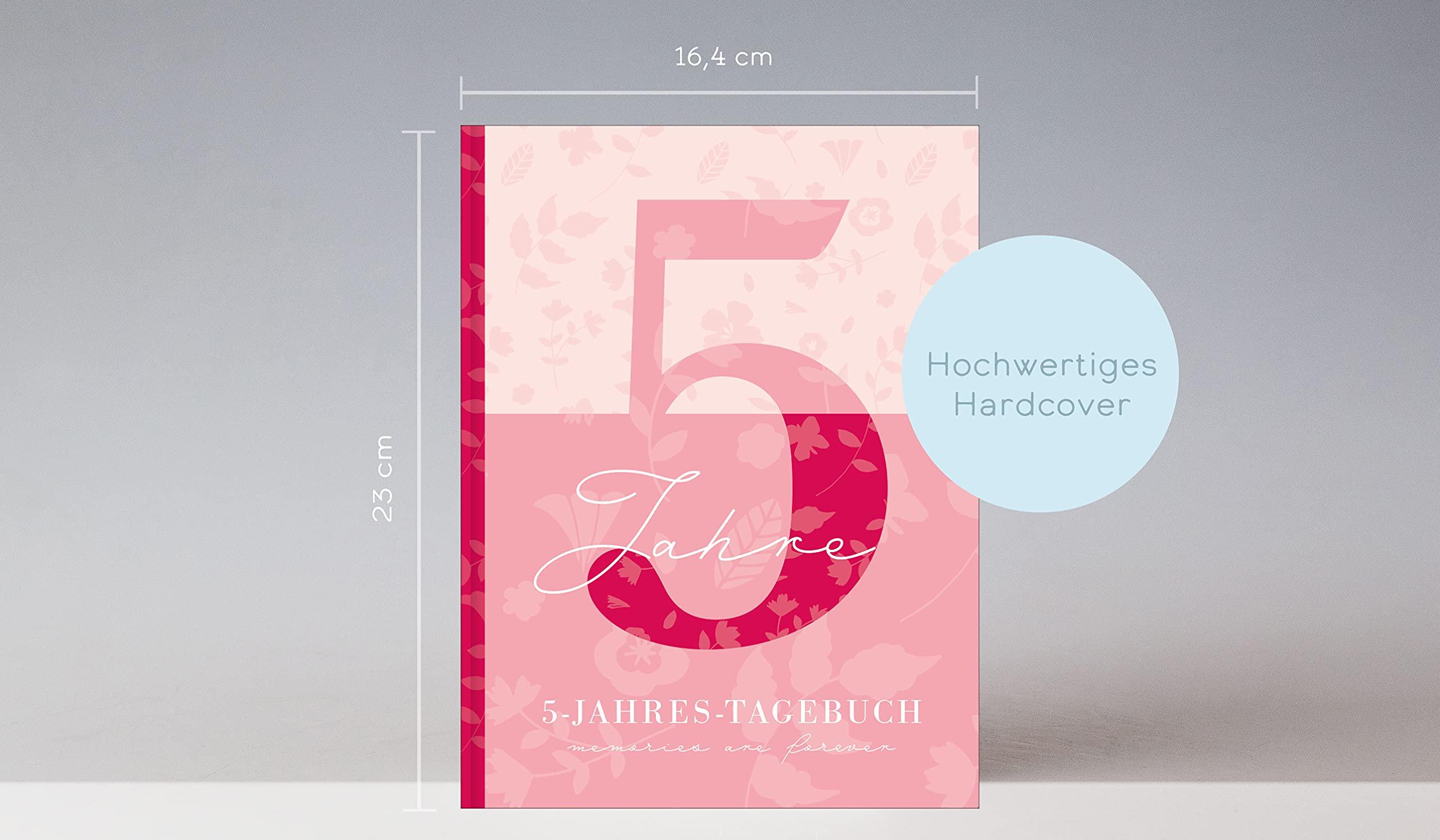 Beispielinhalt (Bild) 5 Jahresbuch: Das Tagebuch für 5 Jahre | Rosa 5 Jahres Kalender zum Ausfüllen für jeden Tag im Jahr, 365 Tage lang. Für Frauen und Mädchen. Kalender-Tagebuch